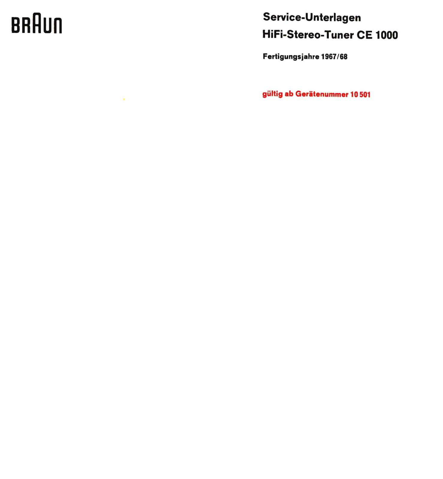 Braun CE-1000 Service Manual