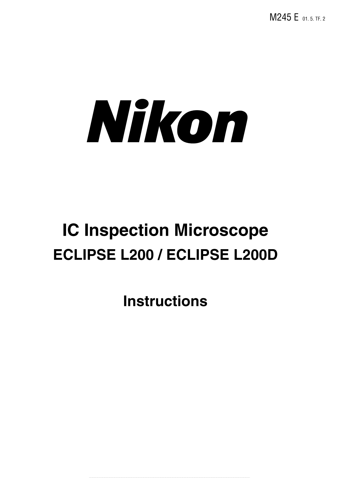 Nikon Eclipse L200, Eclipse L200D Instructions Manual