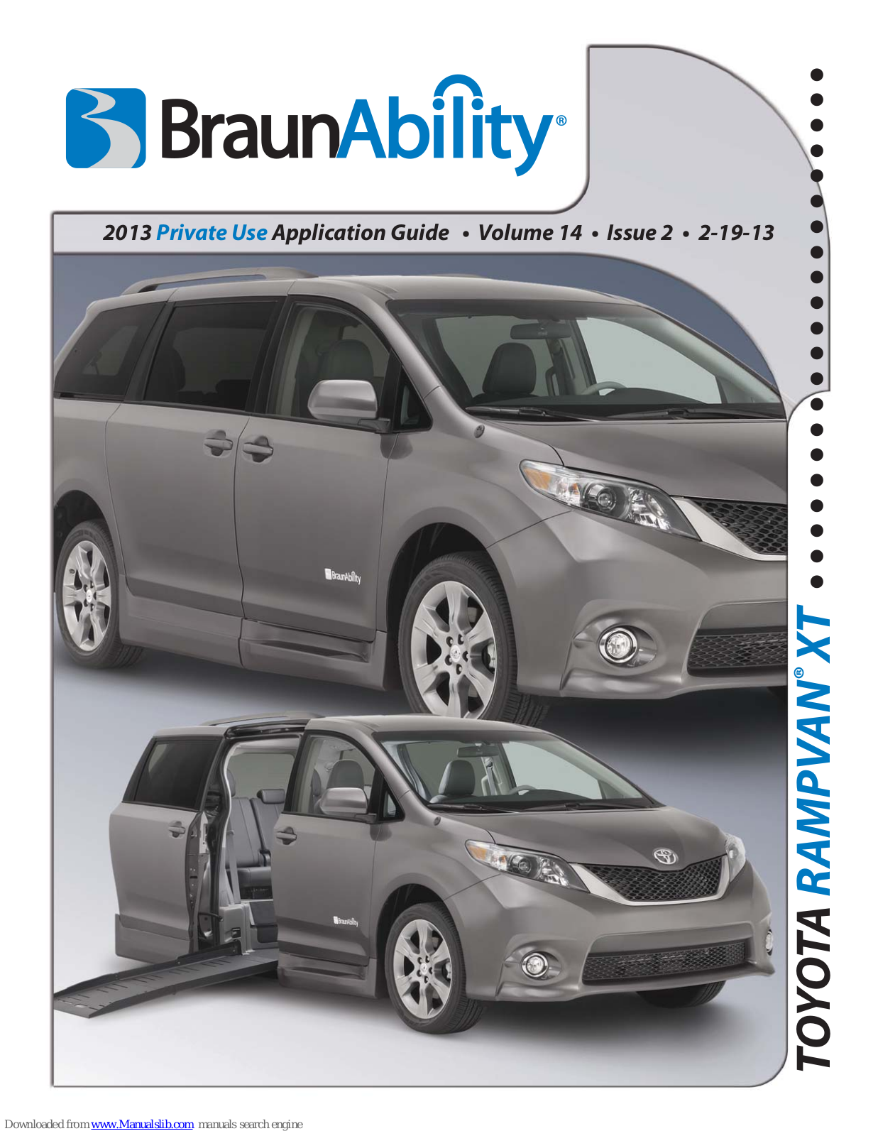 BraunAbility Rampvan XT Application Manual - ManualMachine.com