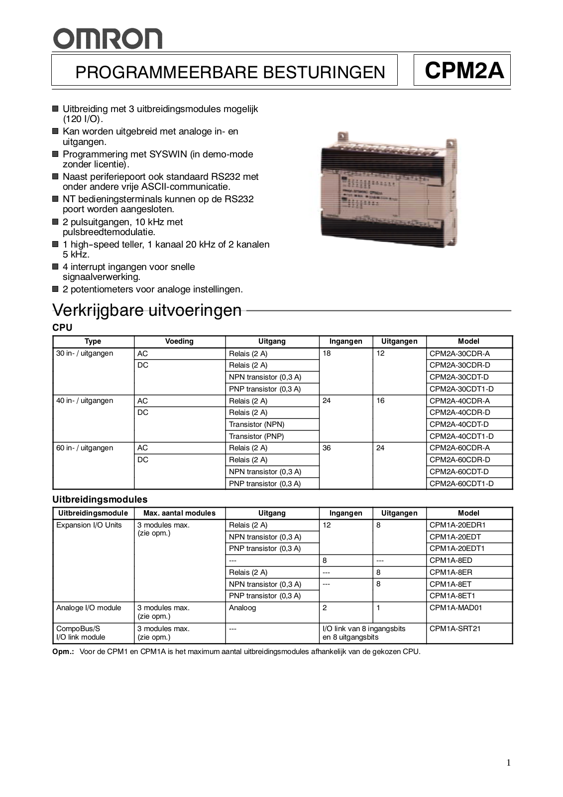 Omron CPM2A DATASHEET