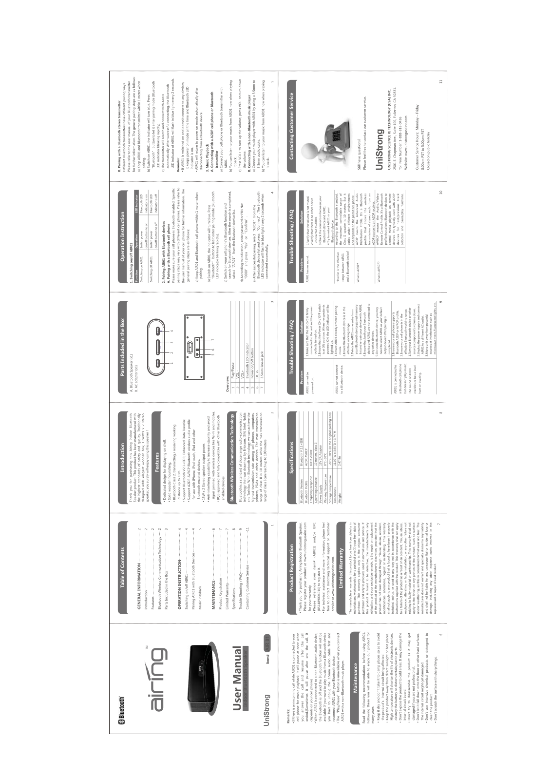 UNISTRONG SCIENCE and TECHNOLOGY AR01AR02 User Manual