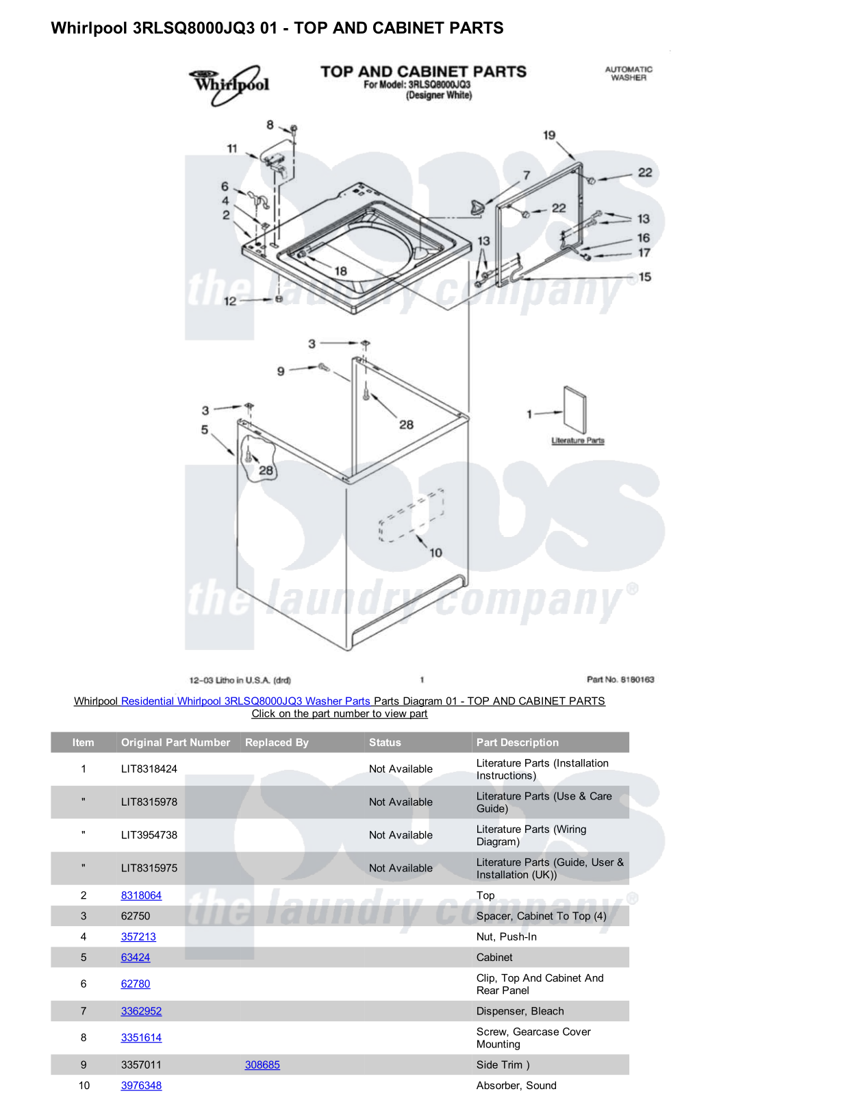 Whirlpool 3RLSQ8000JQ3 Parts Diagram