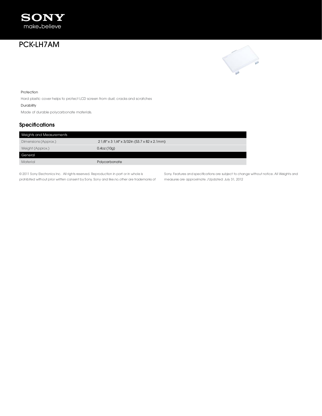 Sony PCK-LH7AM User Manual