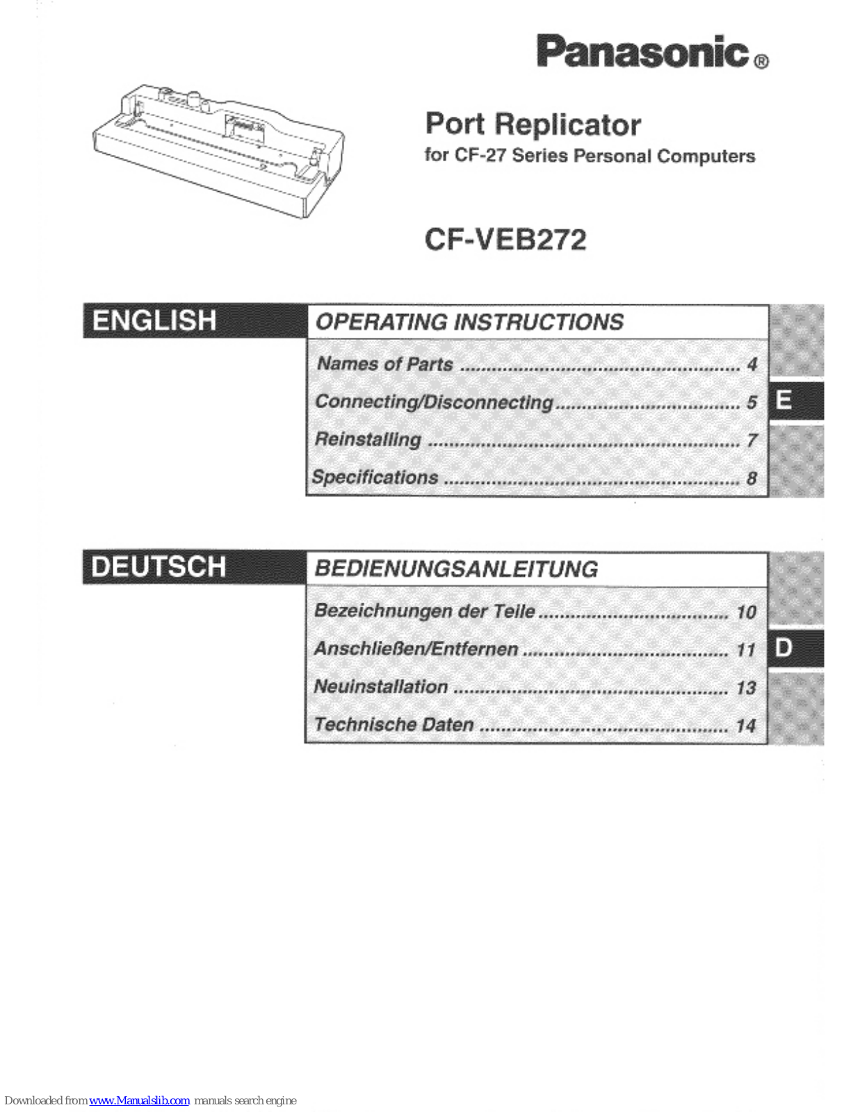 Panasonic CF-VEB272AW, CF-VEB272W, CF-VEB272 User Manual