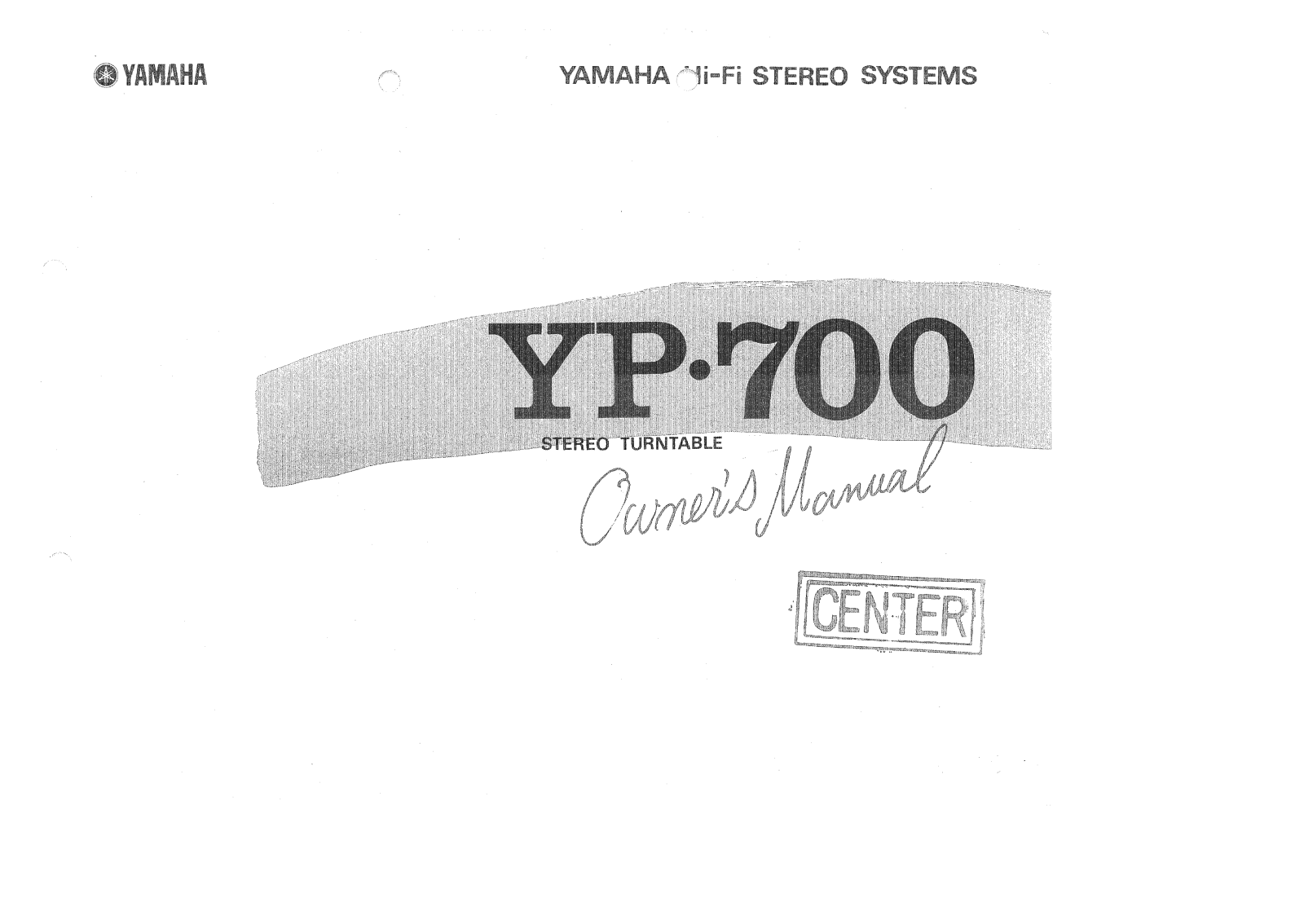 Yamaha YP-700 Owners manual