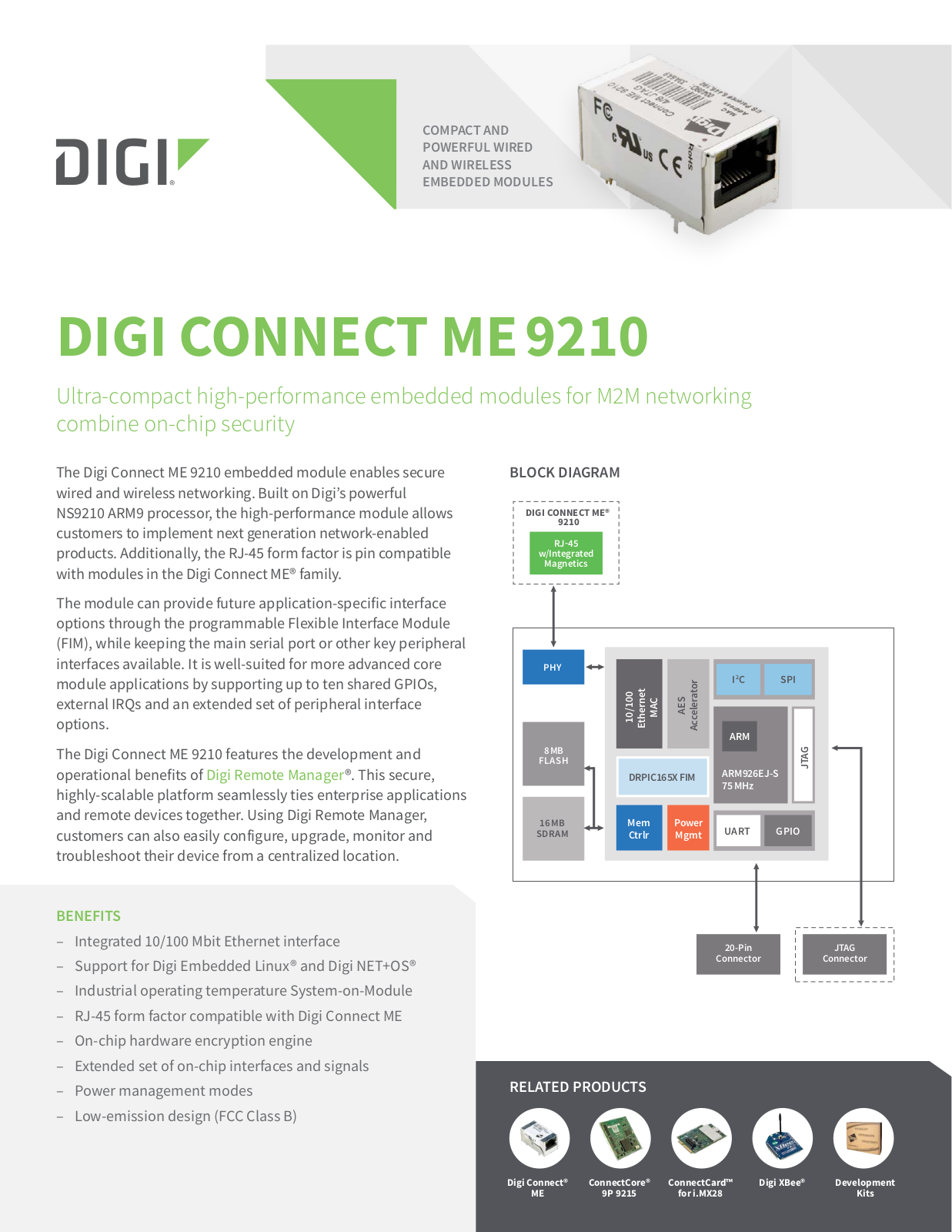 DIGI CONNECT ME9210 Datasheet