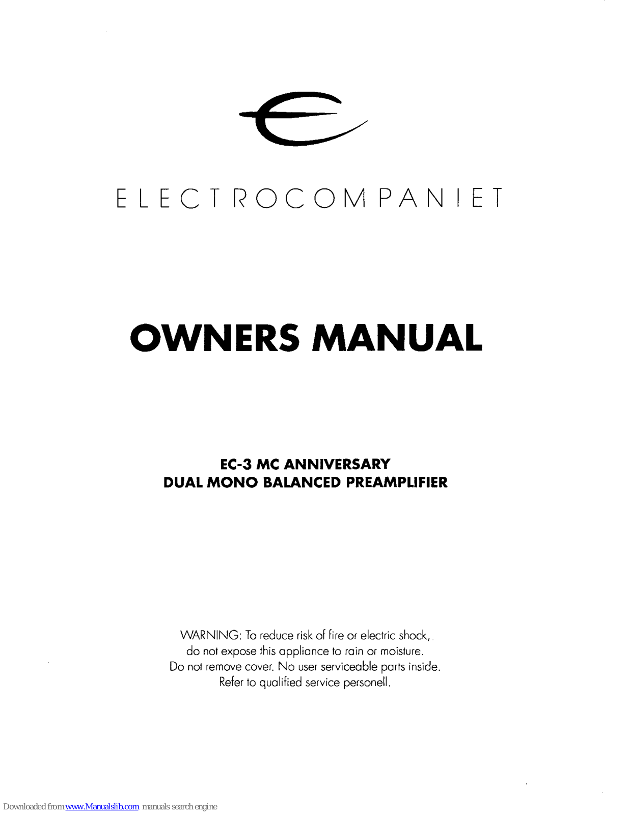 ELECTROCOMPANIET EC-3 Owner's Manual