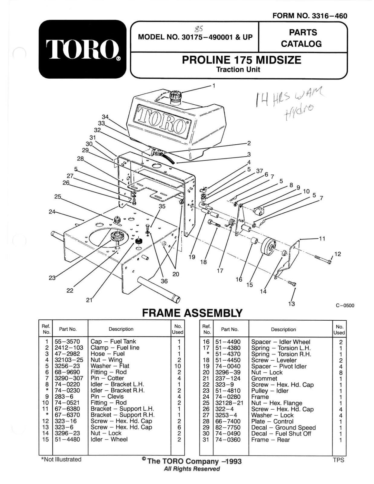 Toro 30175 Parts Catalogue