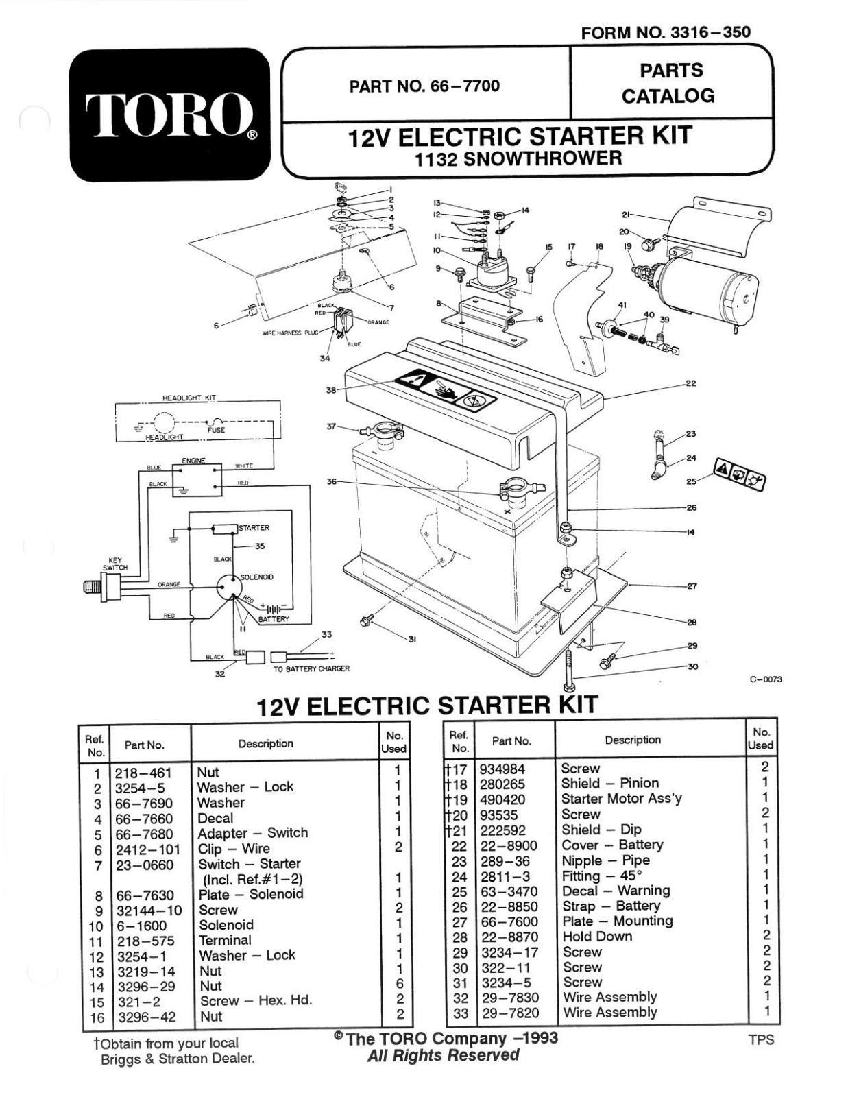 Toro 66-7700 Parts Catalogue