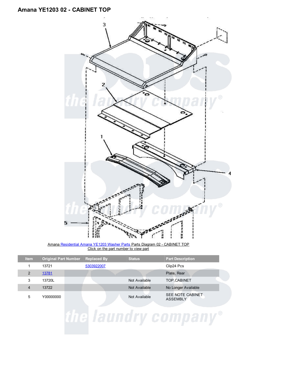 Amana YE1203 Parts Diagram