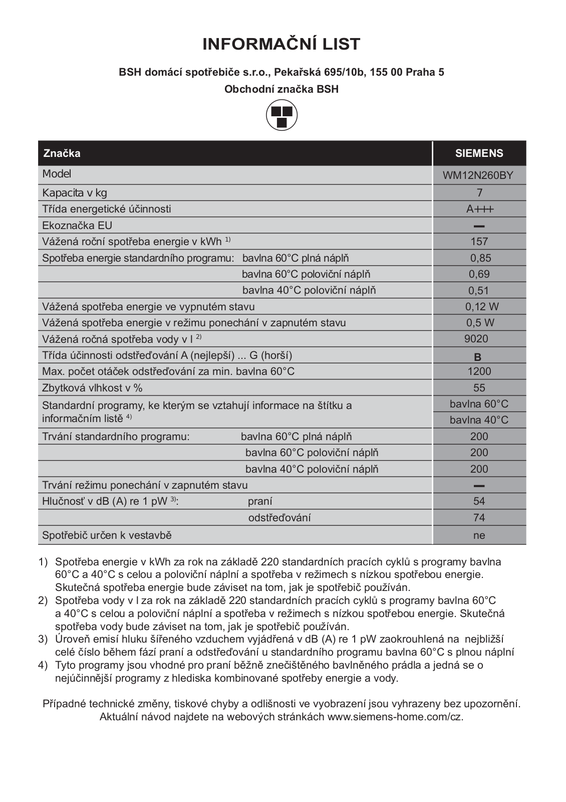 Siemens WM12N260BY User Manual