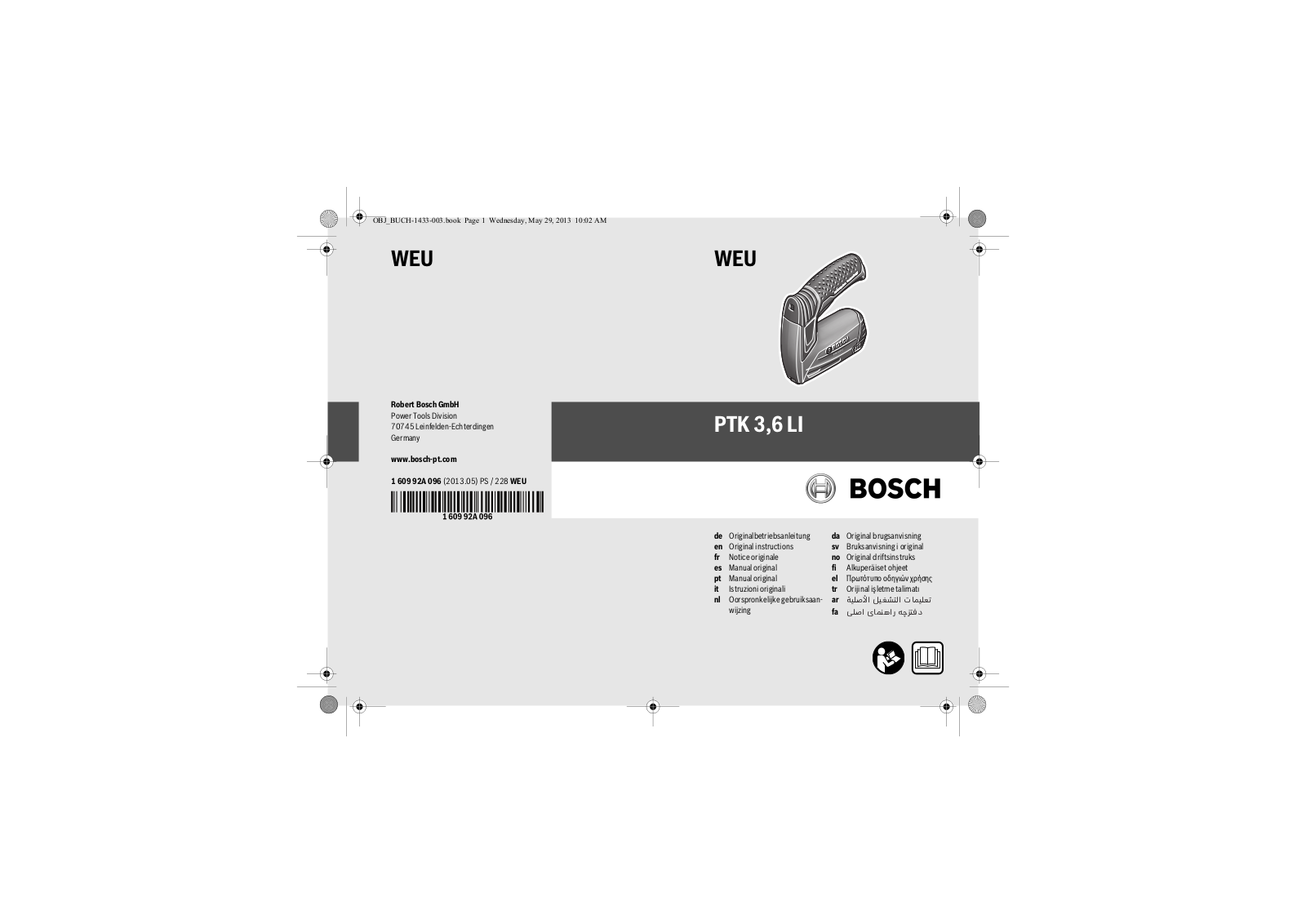 Bosch PTK 3.6 LI User manual