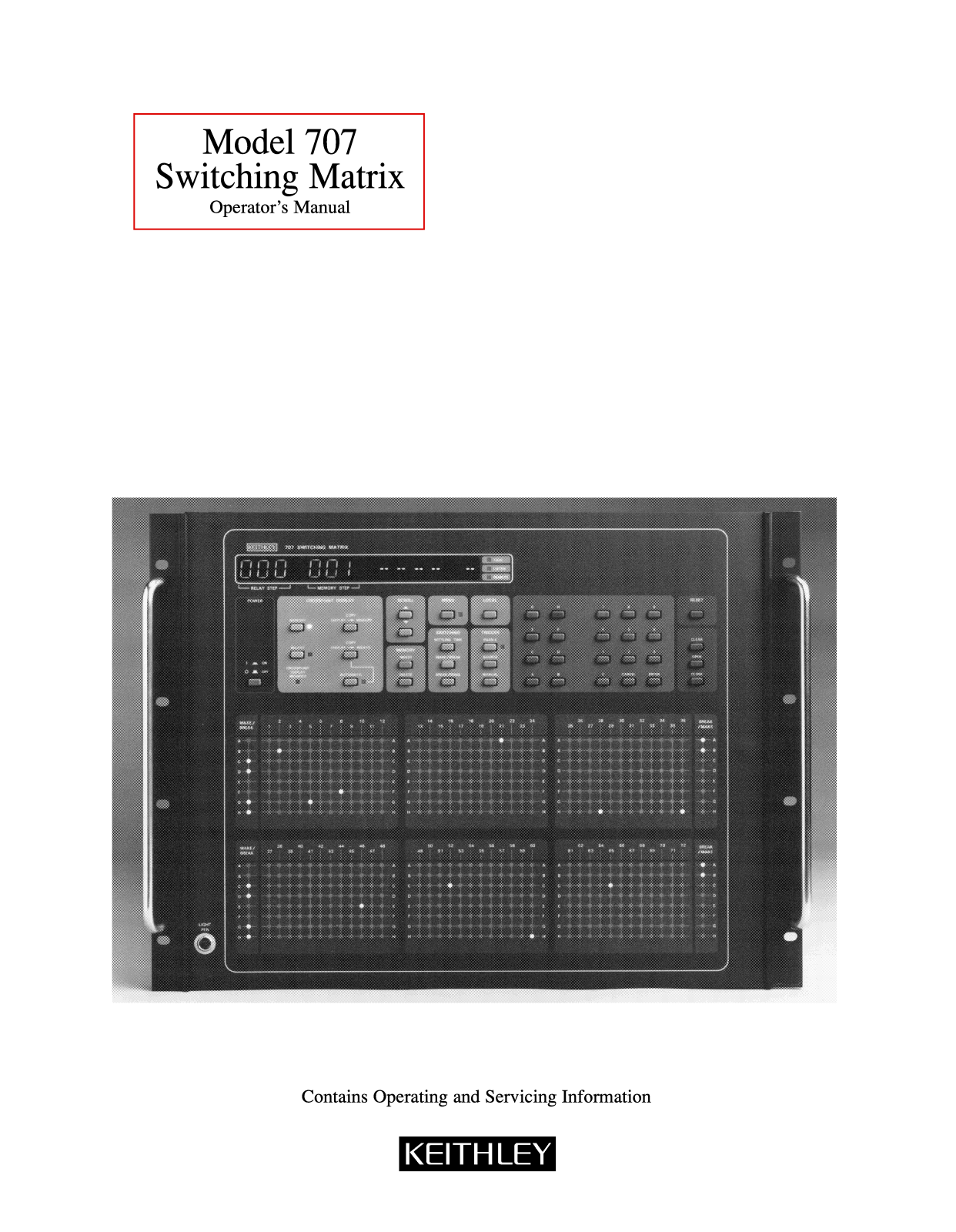 Keithley 707 Service manual