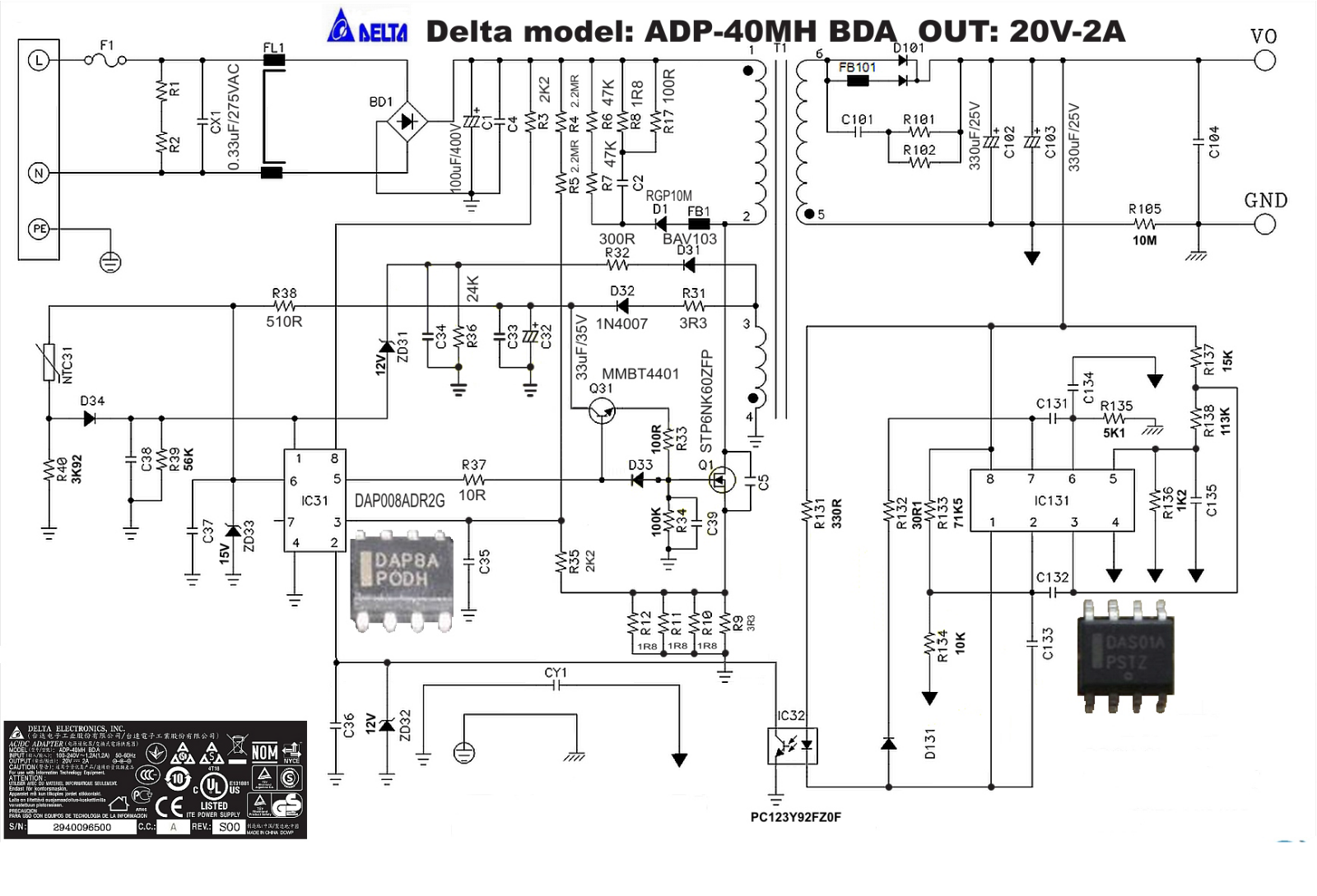 Delta ADP-40MH Schematic