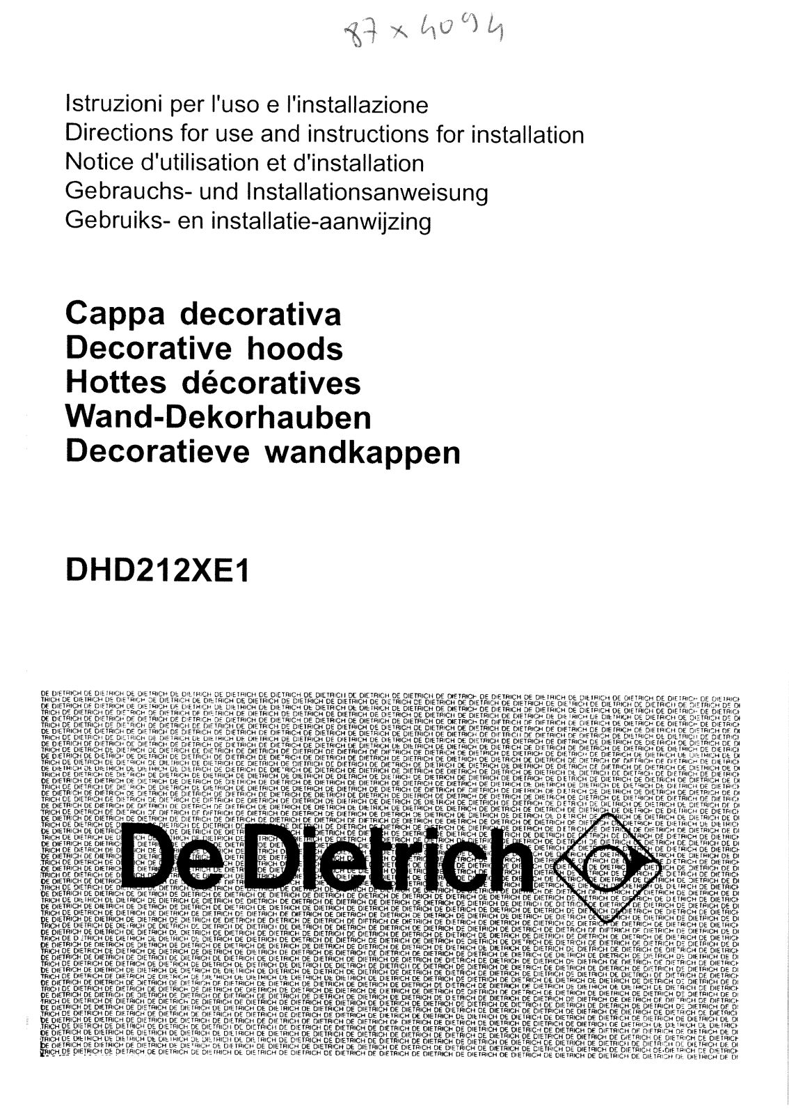 De dietrich DHD212XE1 User Manual