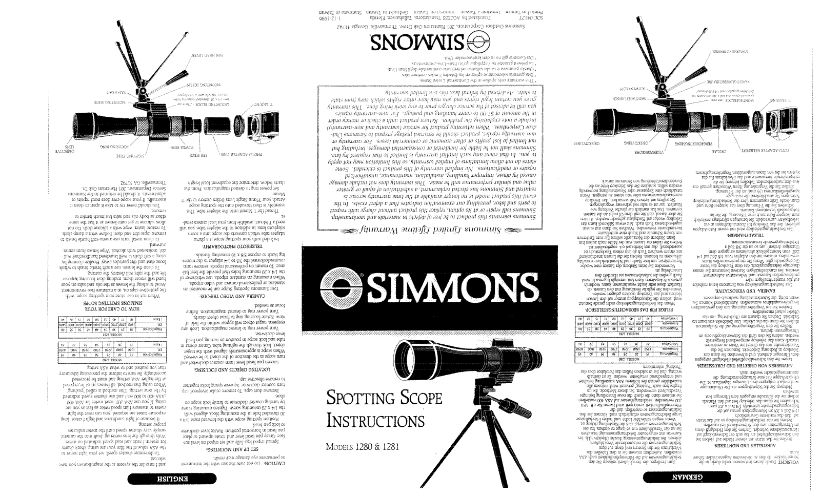 Simmons Optics 1280 User Manual - ManualMachine.com