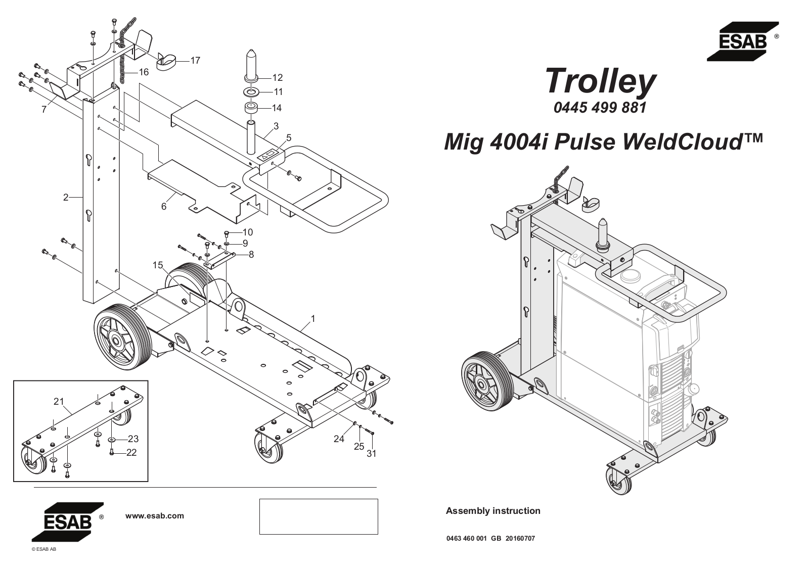 ESAB Trolley Installation manual - ManualMachine.com