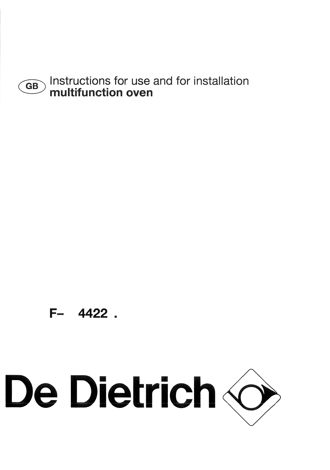 De dietrich FM4422U2, FB4422U1, FX4422U1, FM4422U1, FW4422U1 User Manual