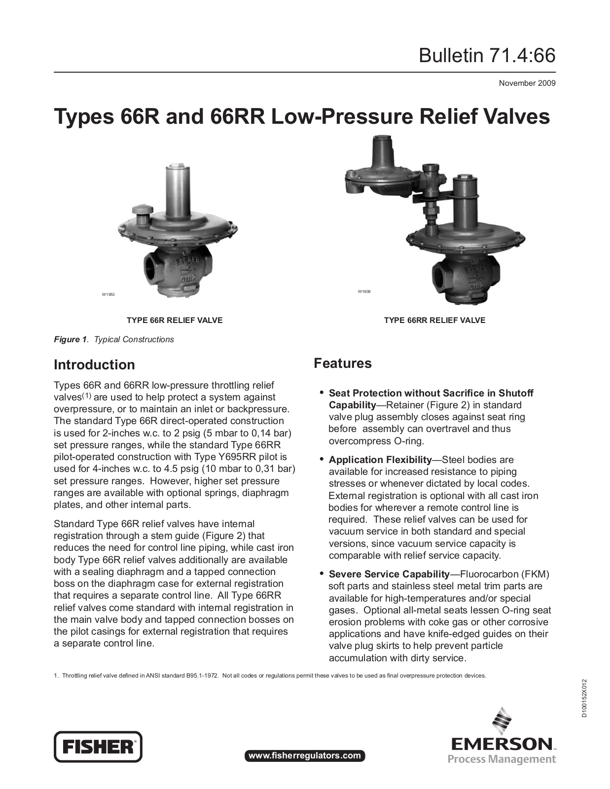 Emerson 66R Data Sheet