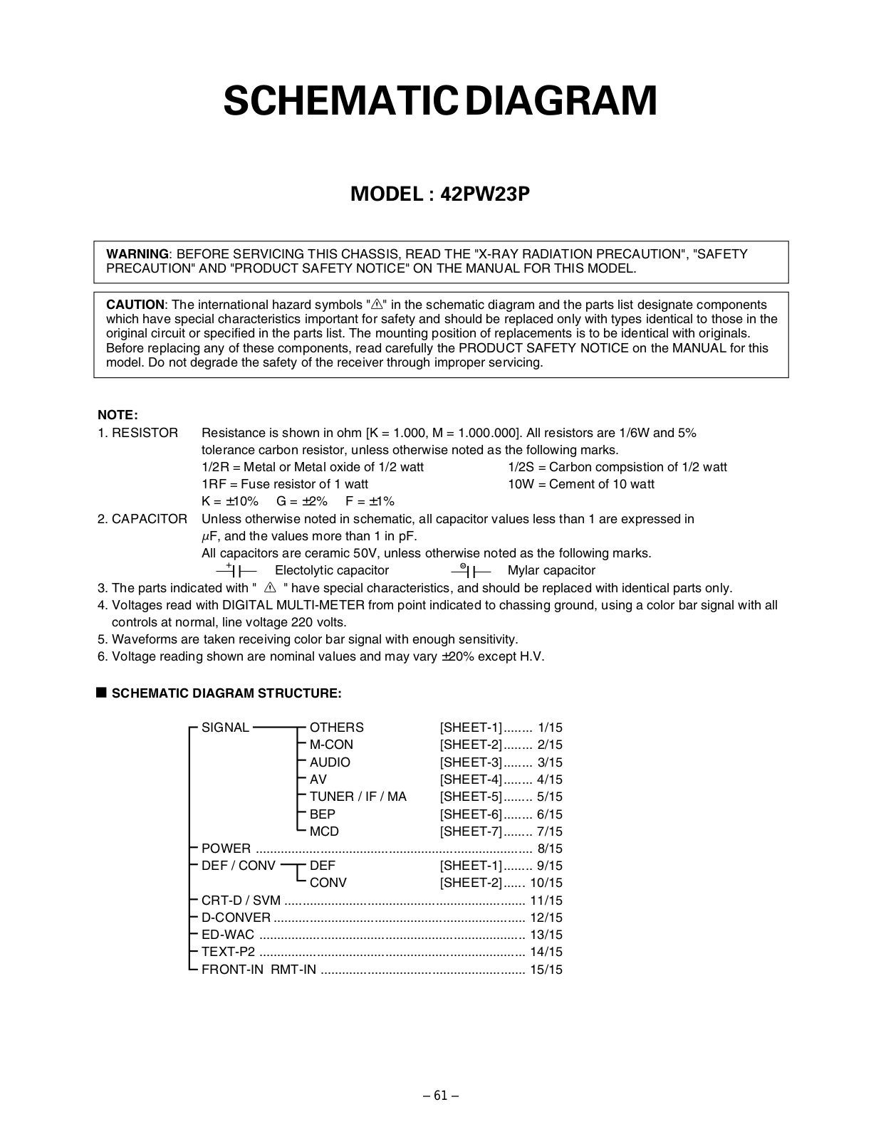 Toshiba 42PW23P Schematics