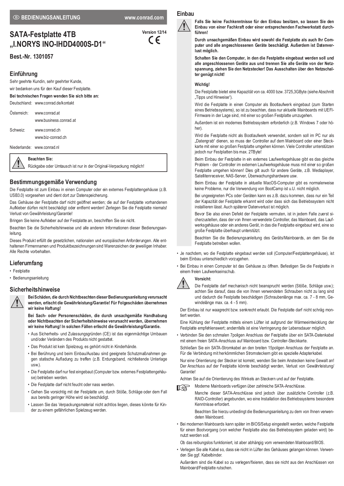 i.norys INO-IHDD4000S-D1 User guide