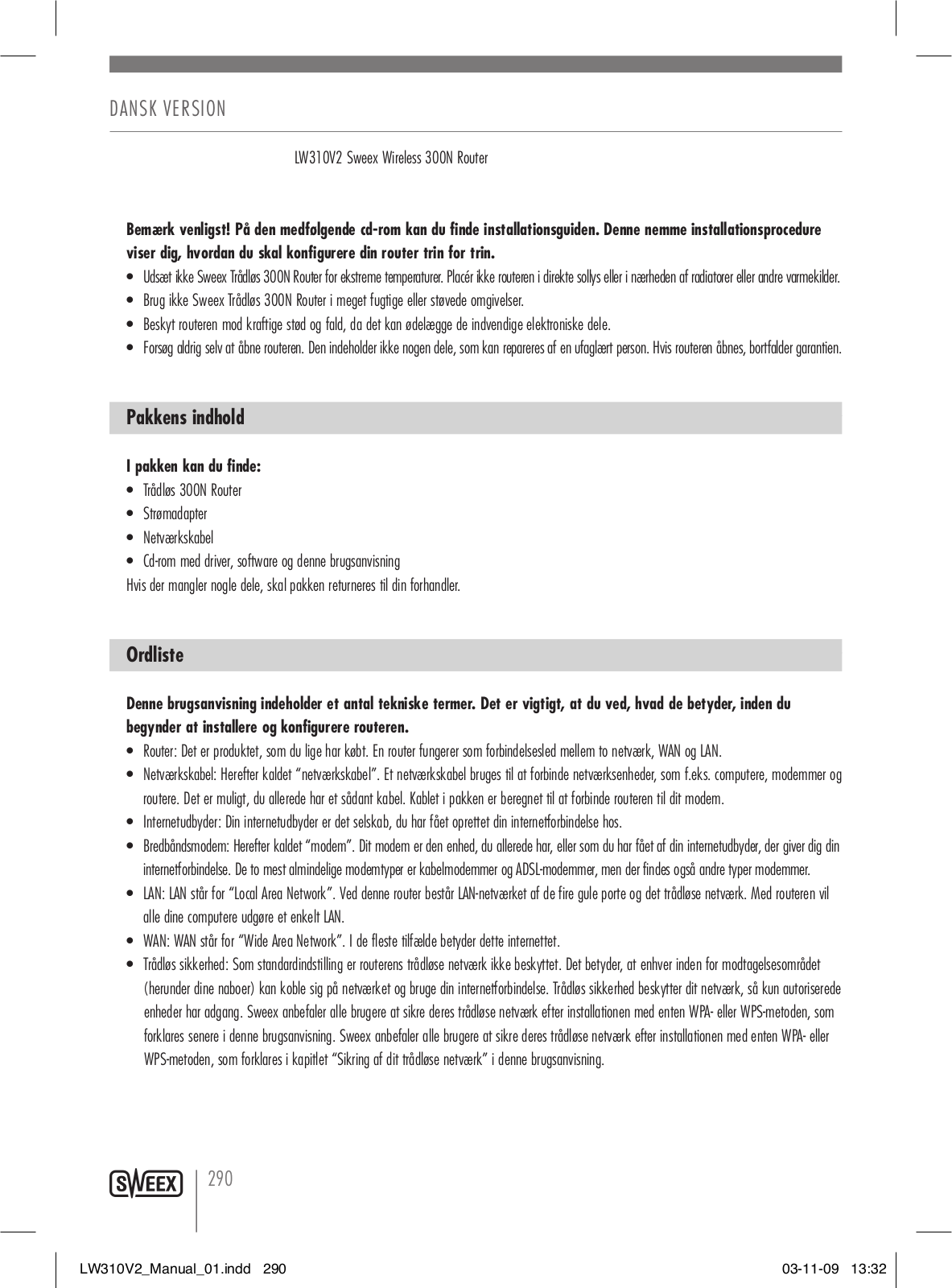 Sweex LW310V2 User Manual