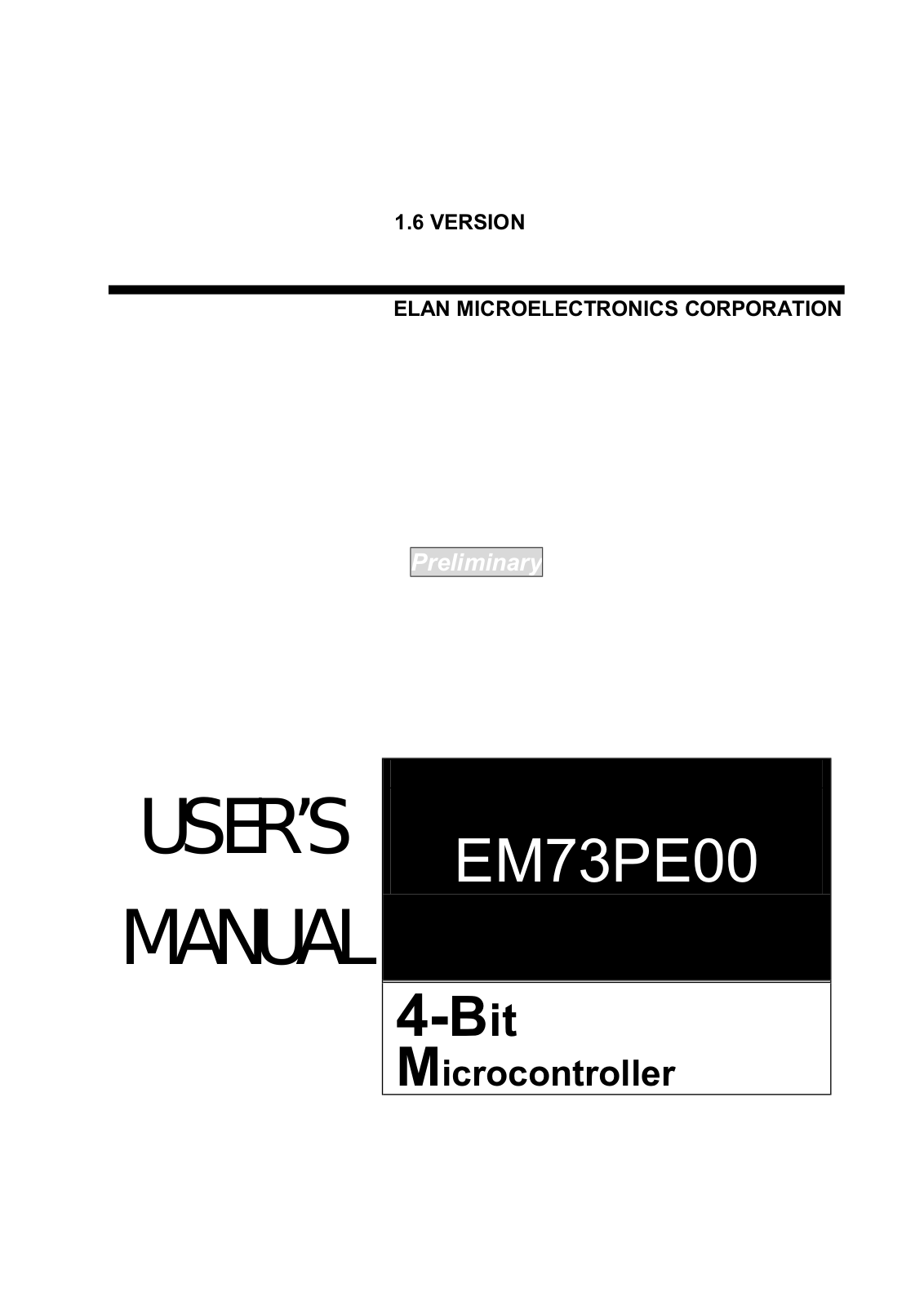 ELAN EM73PE02GM, EM73PE02AM, EM73PE01GM, EM73PE01AM, EM73PE00GM Datasheet