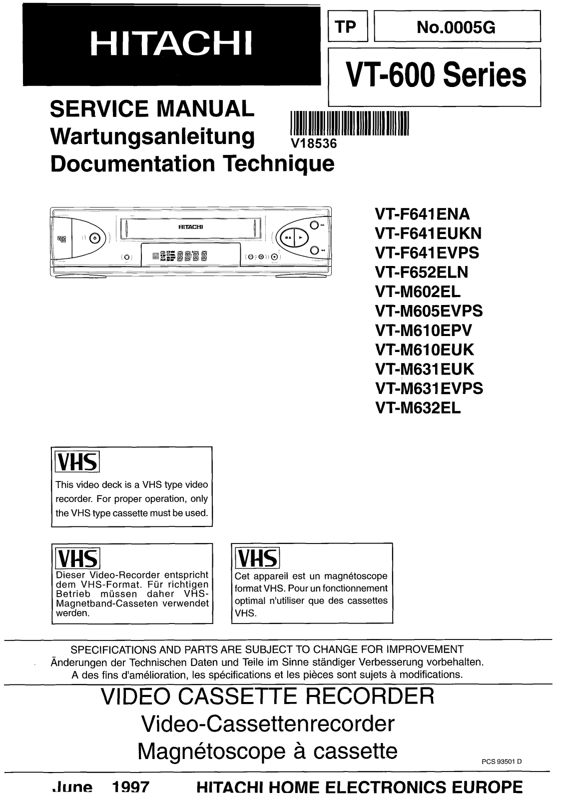 Hitachi 0005G Service Manual