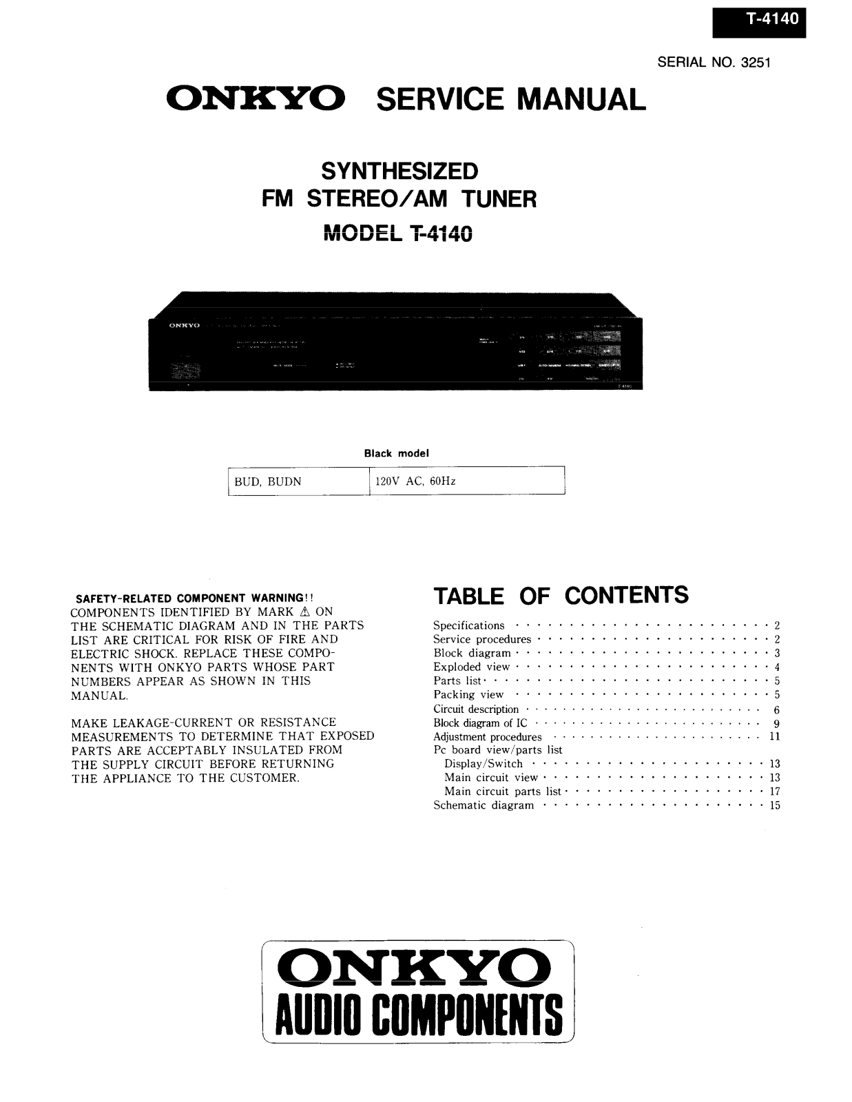 Onkyo T-4140 Service manual