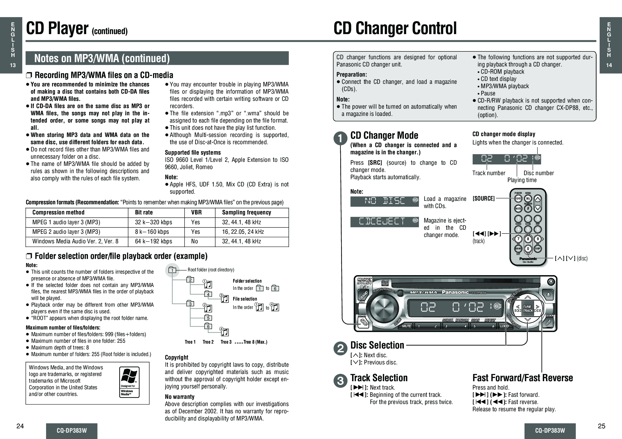 Panasonic CQ-DP383W User Manual
