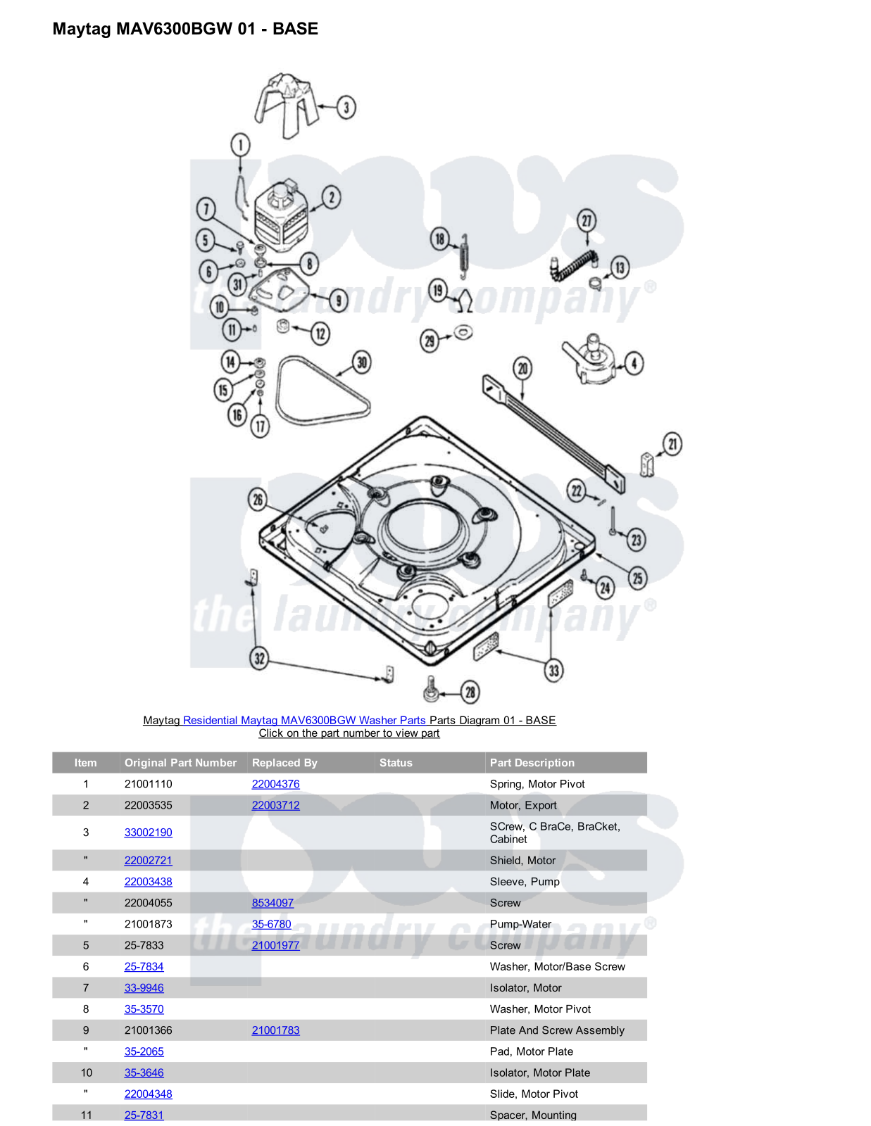 Maytag MAV6300BGW Parts Diagram