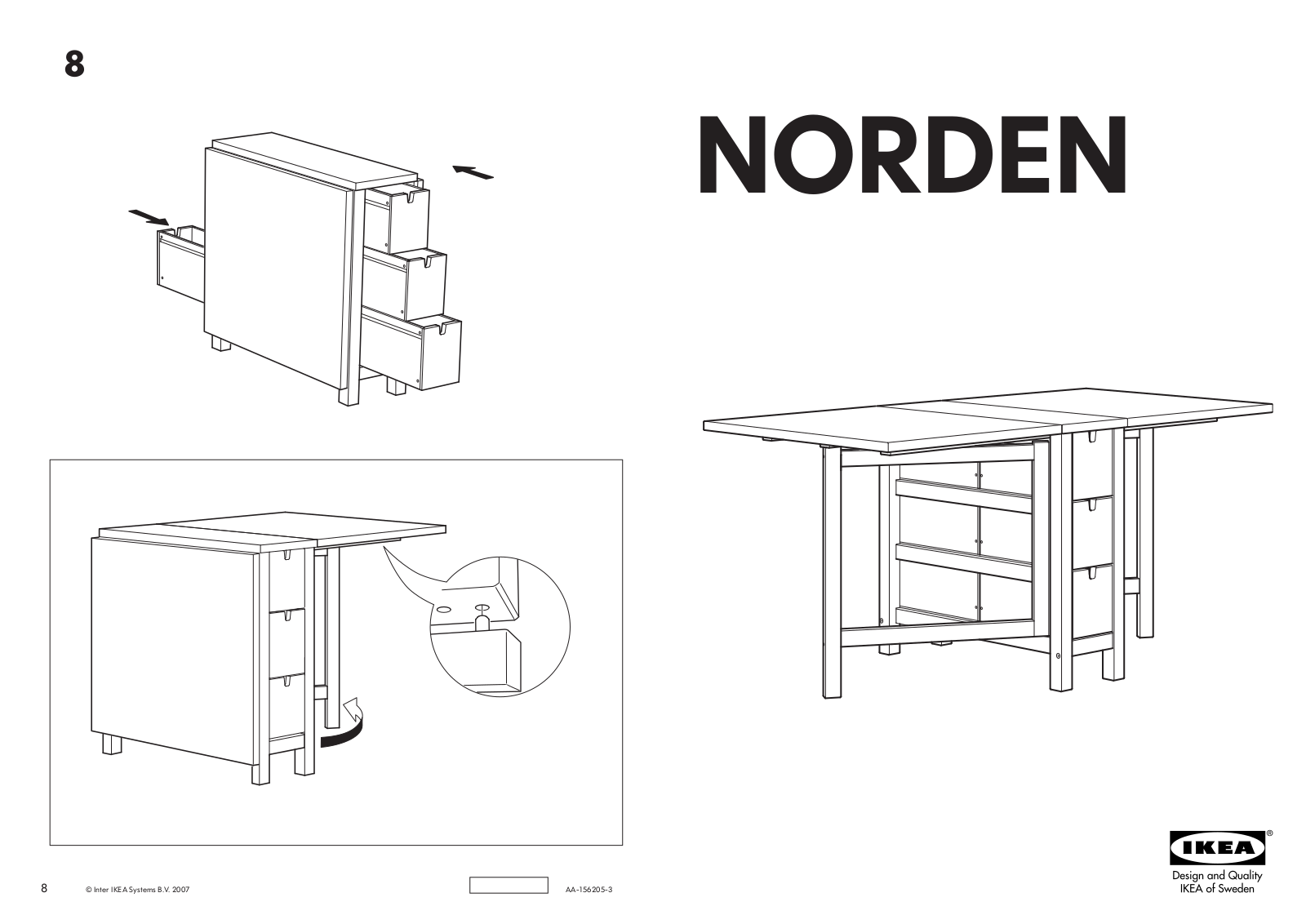 IKEA NORDEN GATELEG TABLE 10-35-60X32 Assembly Instruction