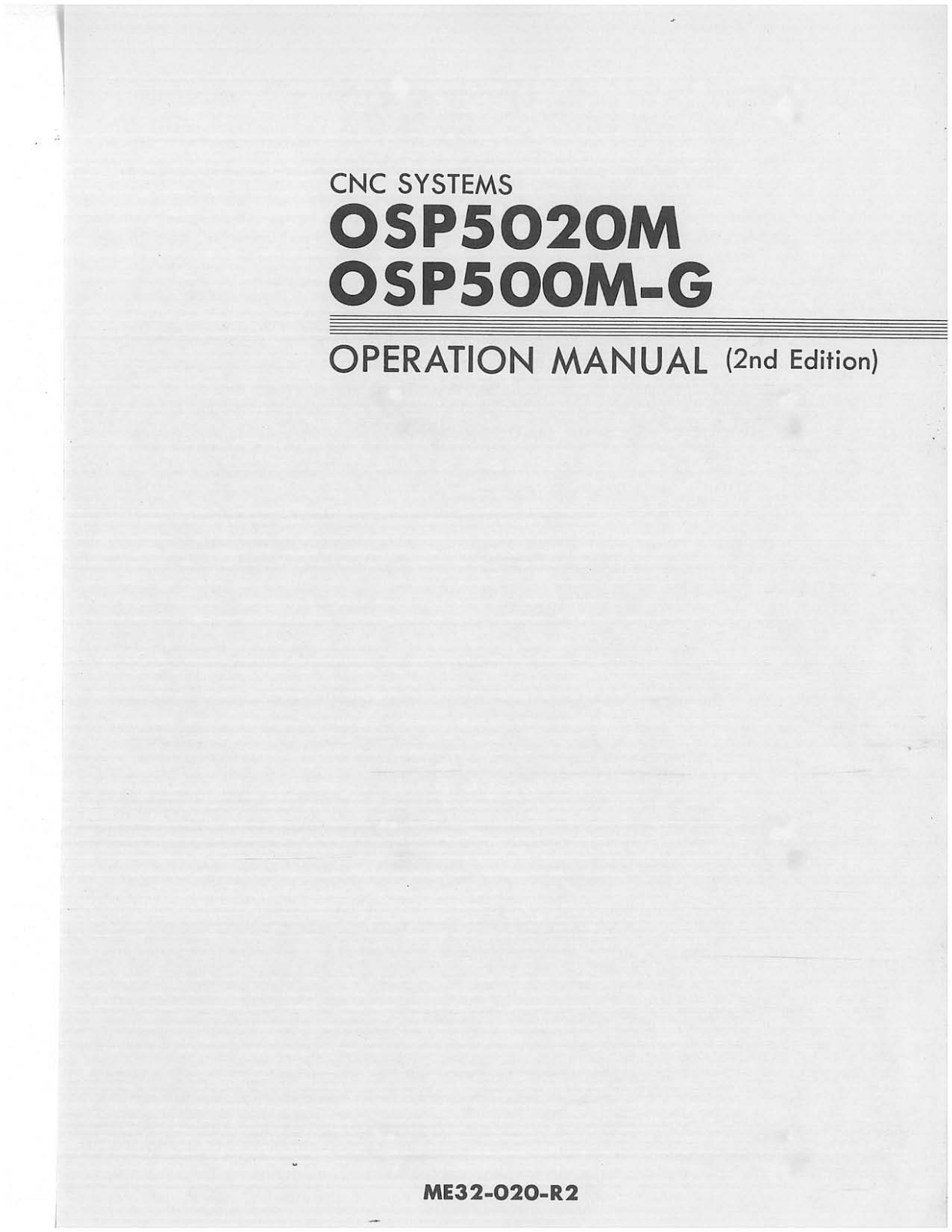okuma OSP5020M, OSP500M-G Operation Manual