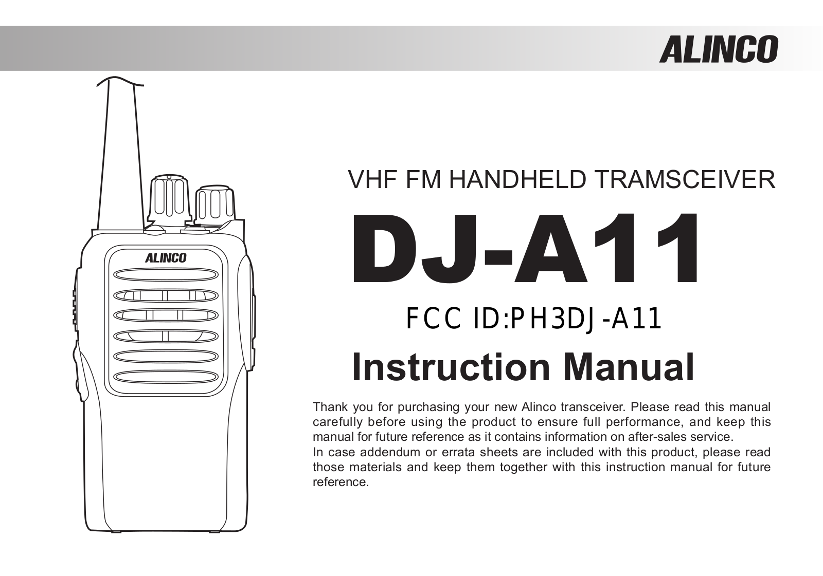 Alinco DJ A11 User manual