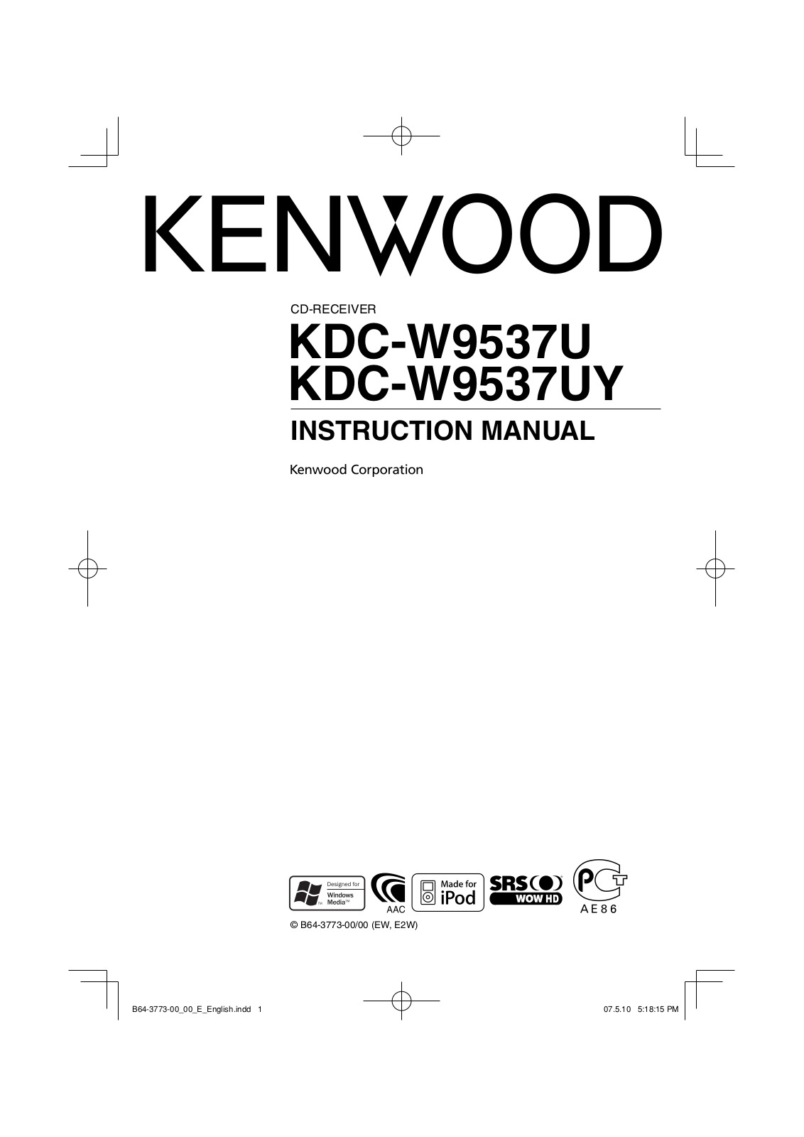 Kenwood KDC-W9537U User Manual