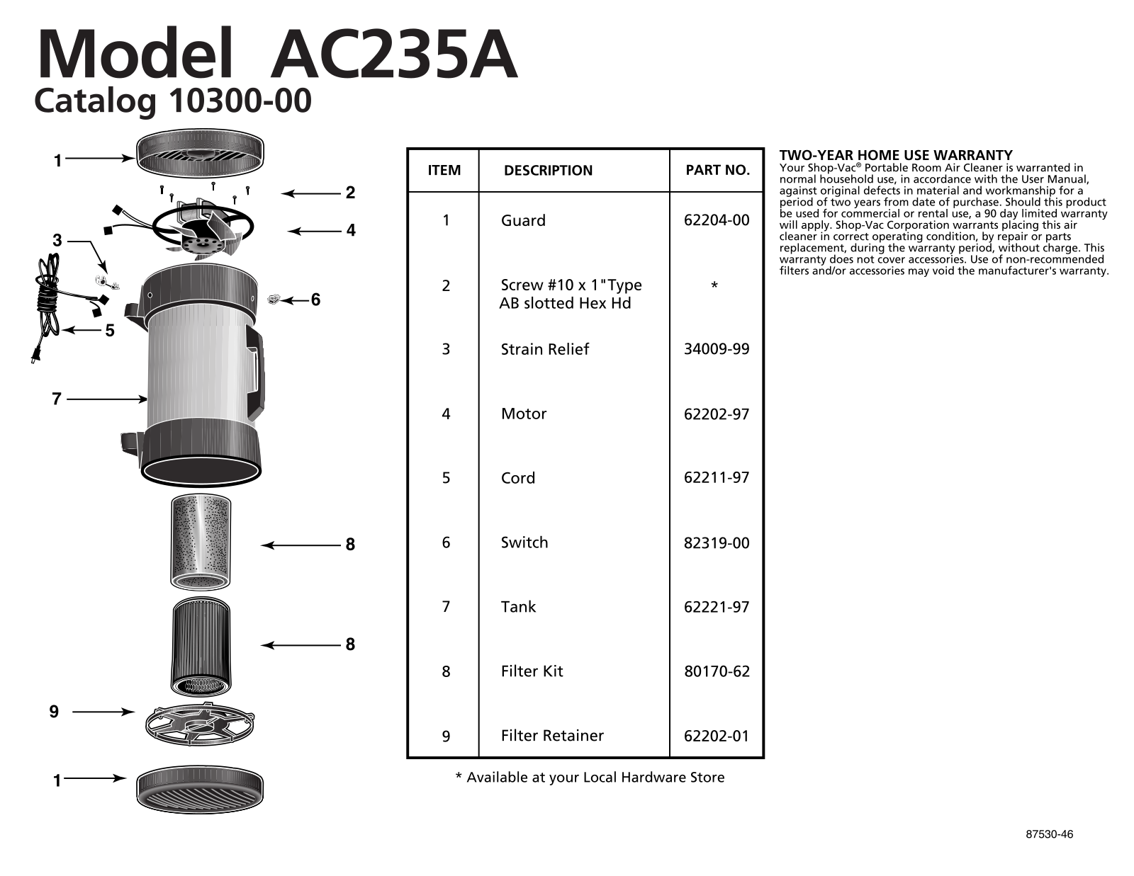 Shop-Vac AC235A User Manual