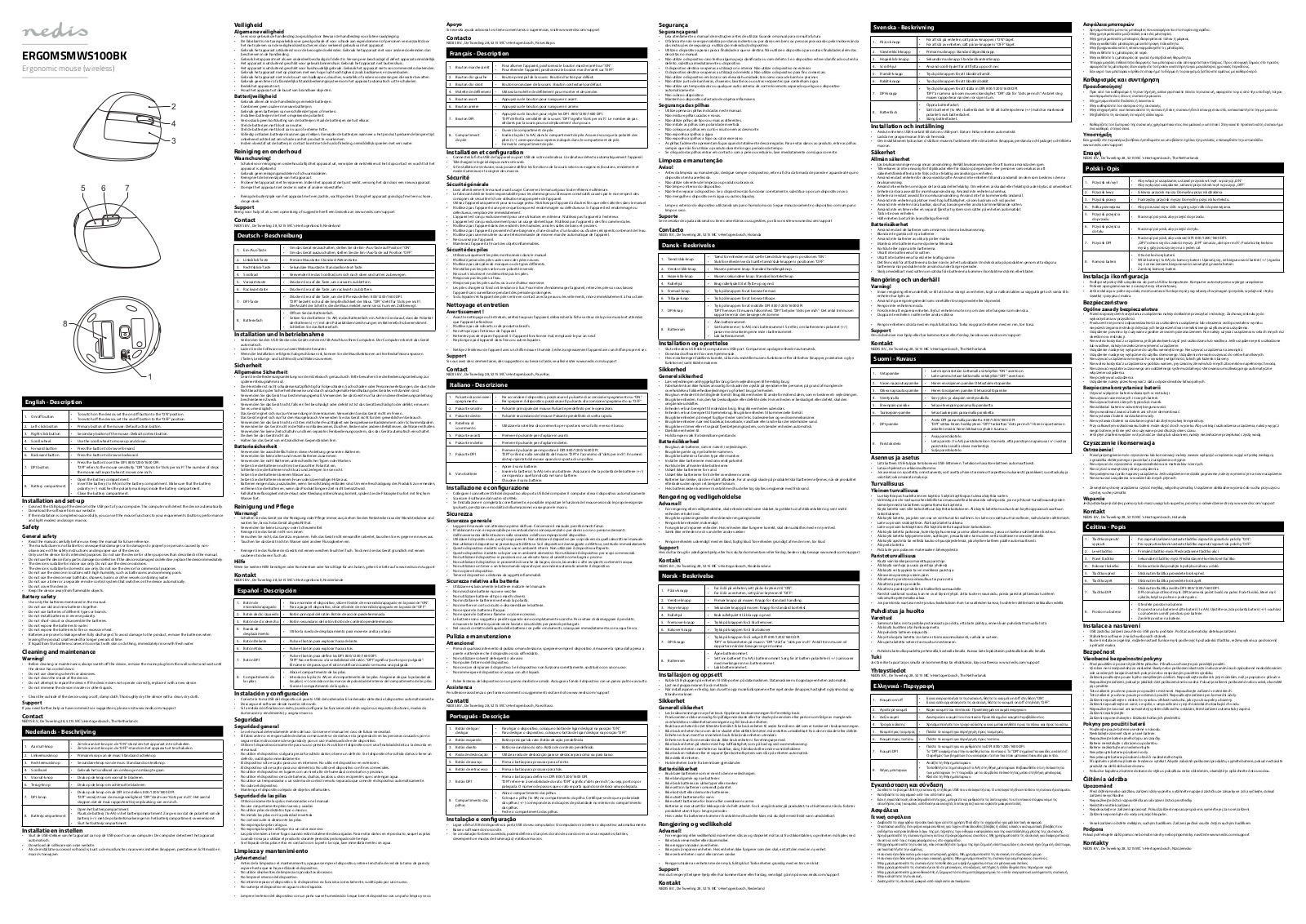 Nedis ERGOMSMWS100BK User guide