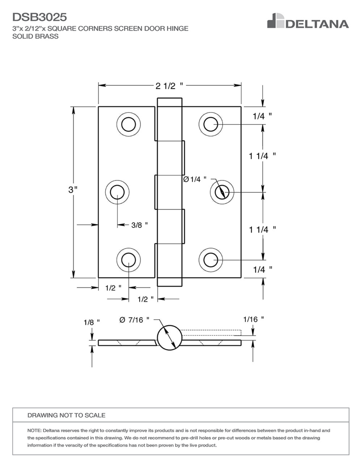 Deltana DLTA2590 Dimensions