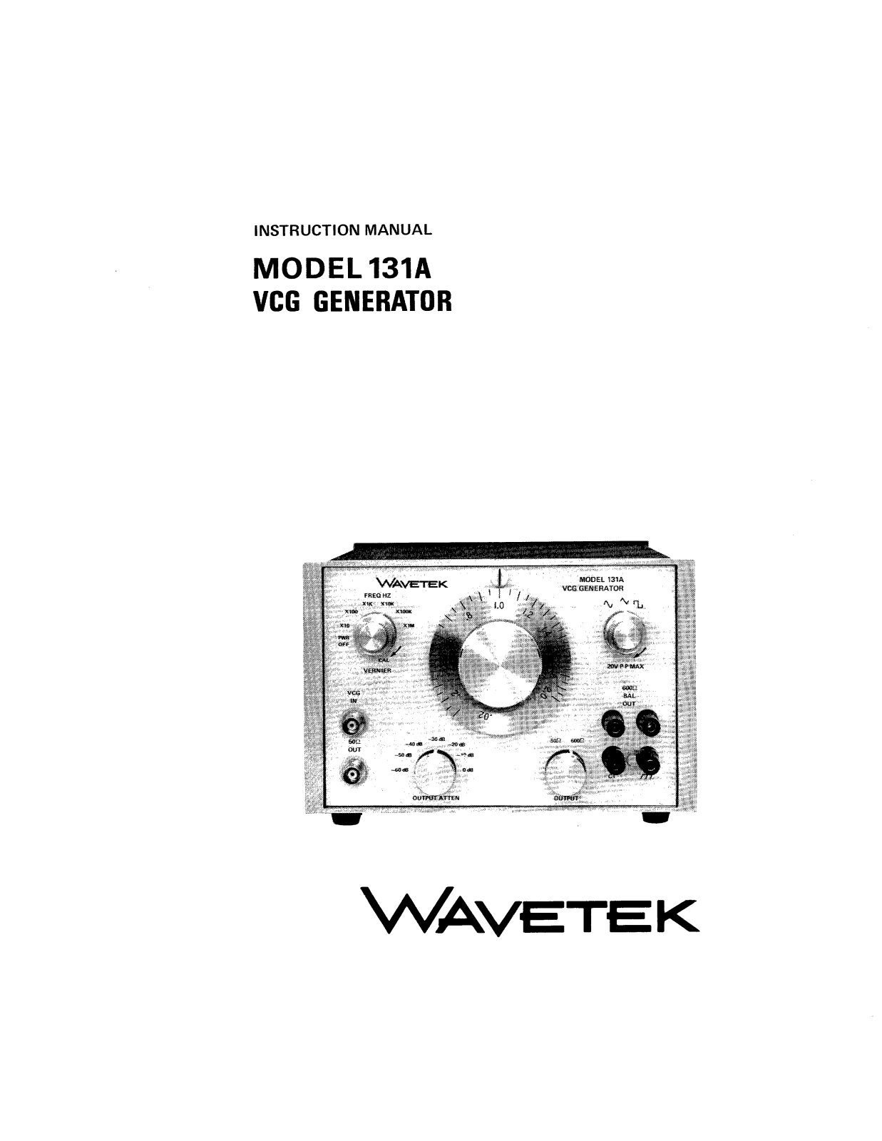 Wavetek 131A Service manual