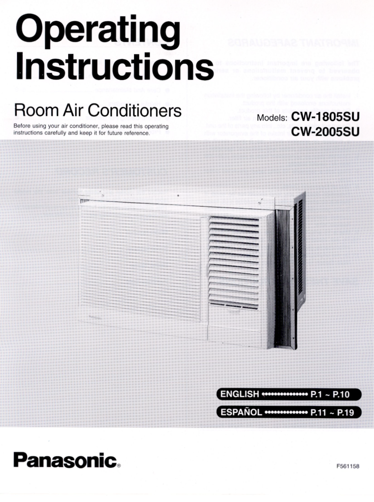 Panasonic Cw2005su Owner's Manual