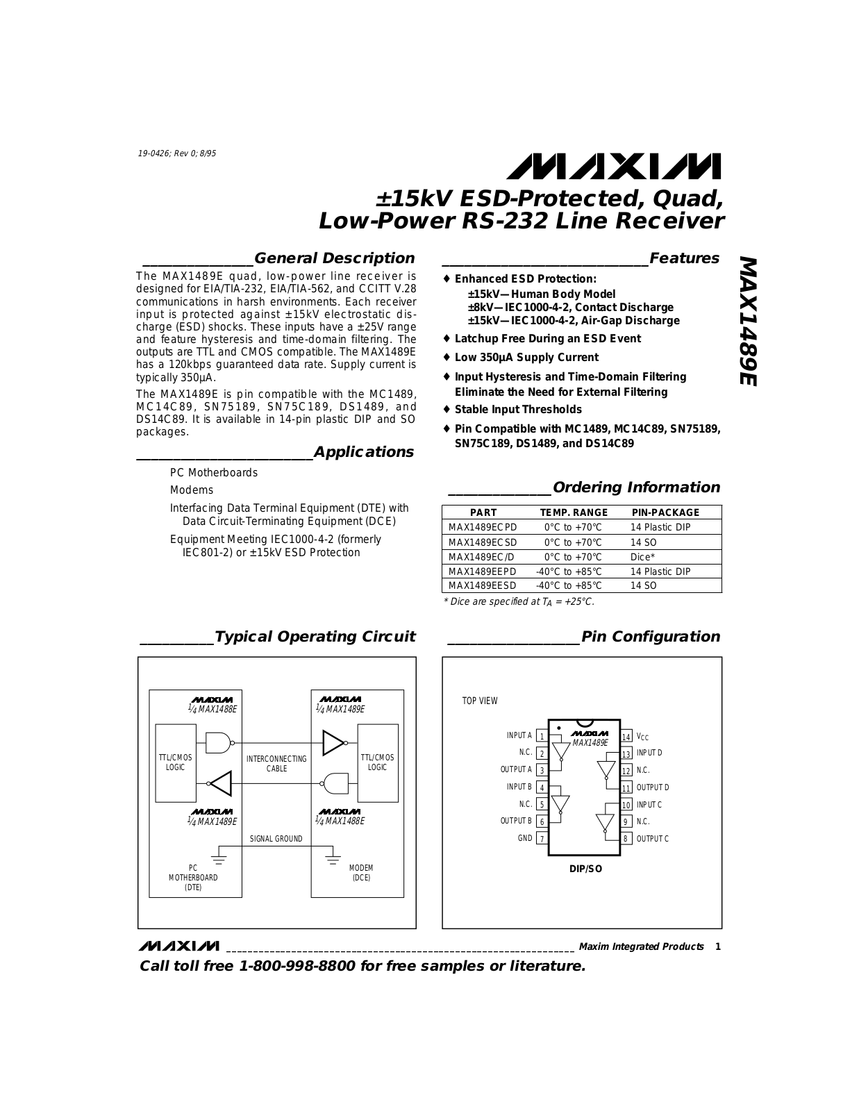 Maxim MAX1489EESD, MAX1489ECPD, MAX1489EC-D, MAX1489EEPD, MAX1489ECSD Datasheet