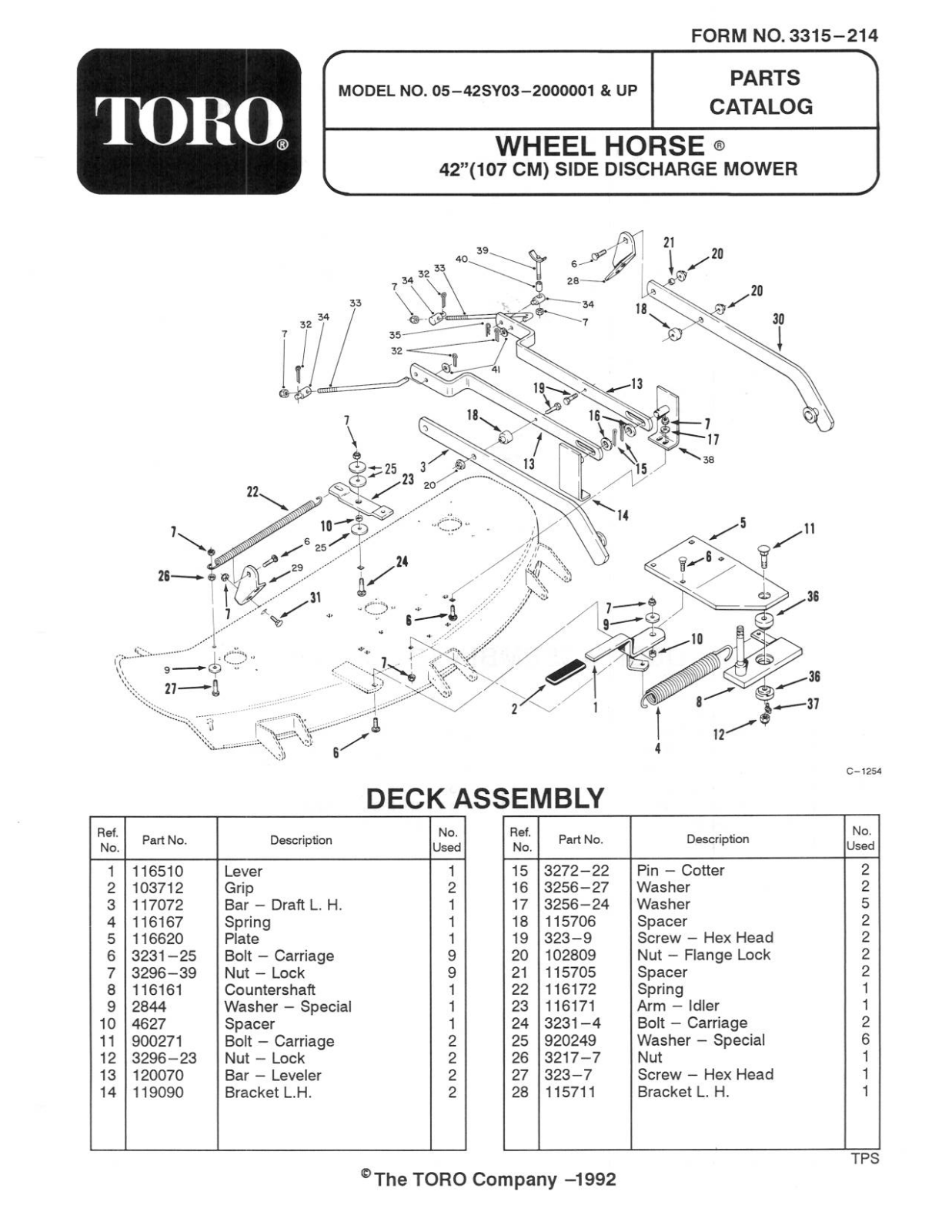 Toro 05-42SY03 Parts Catalogue