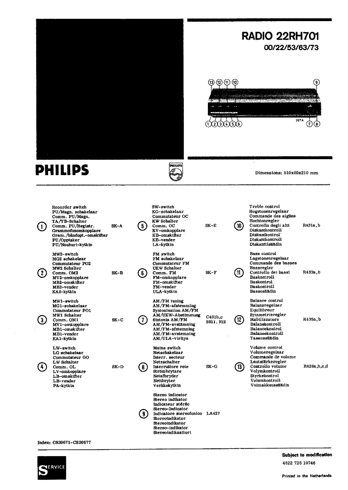 Philips 22-RH-701 Service Manual