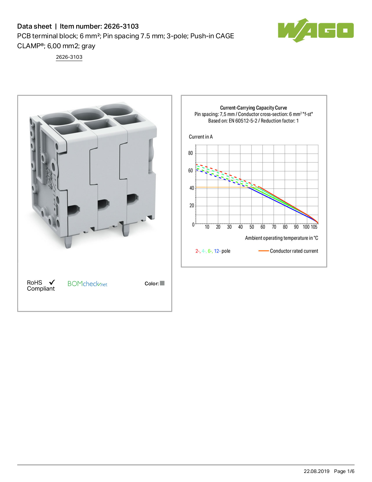 Wago 2626-3103 Data Sheet