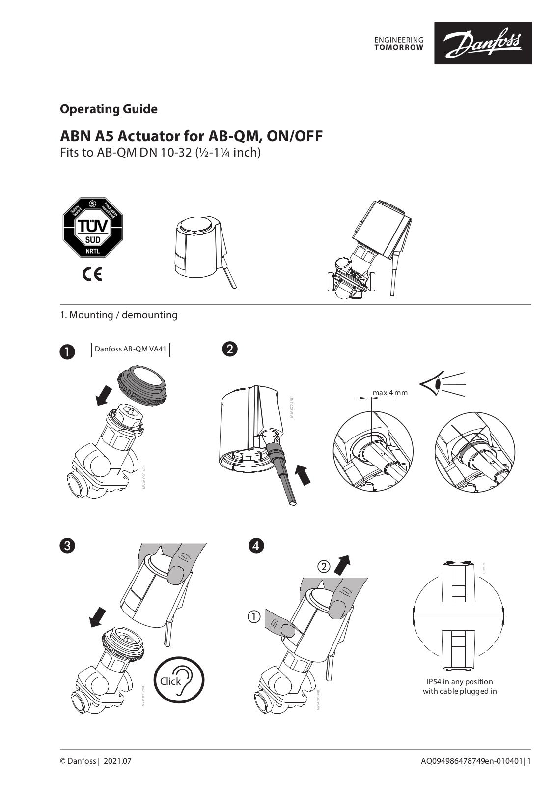 Danfoss ABN A5 Actuator Operating guide