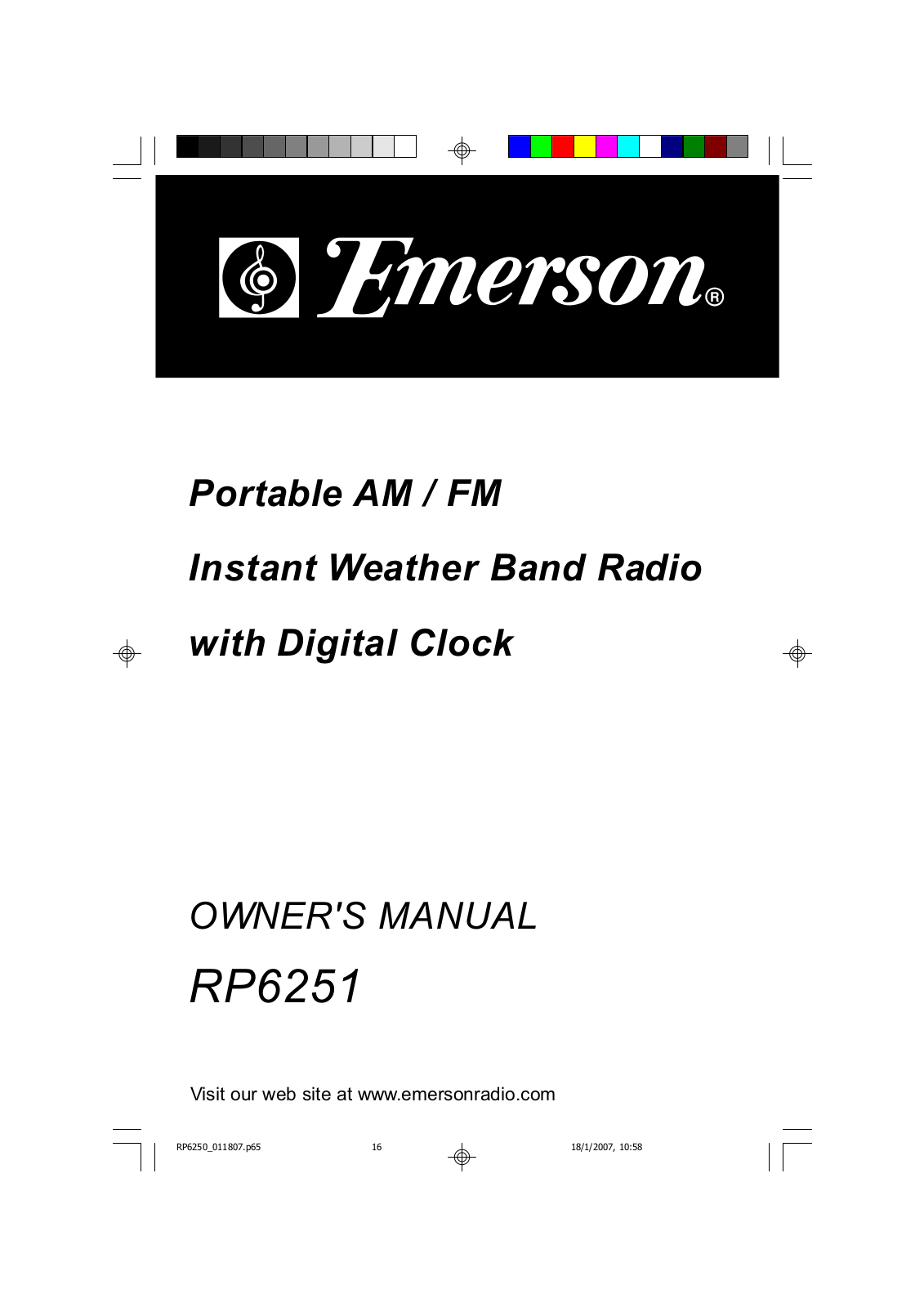 Emerson RP6251 User Manual