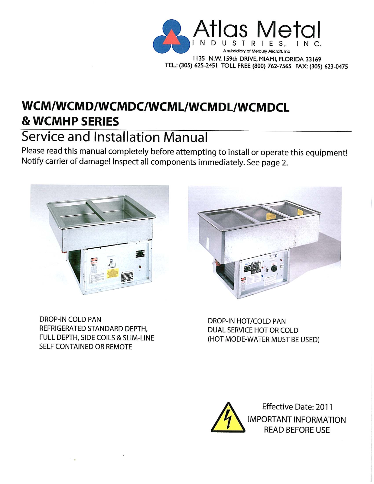 Atlas Metal WCMC-1 Service Manual