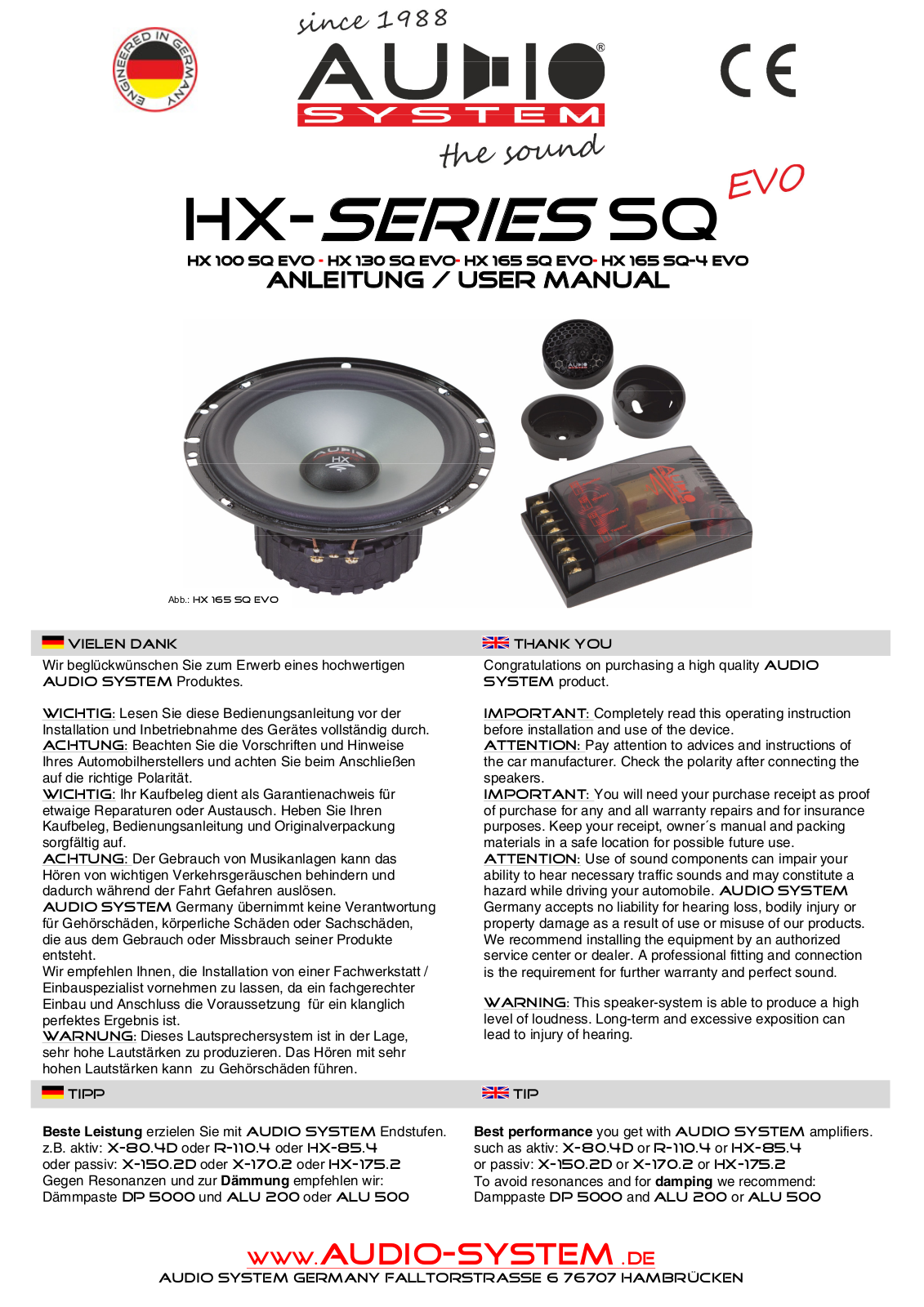 Audio System HX 100 SQ EVO Service Manual