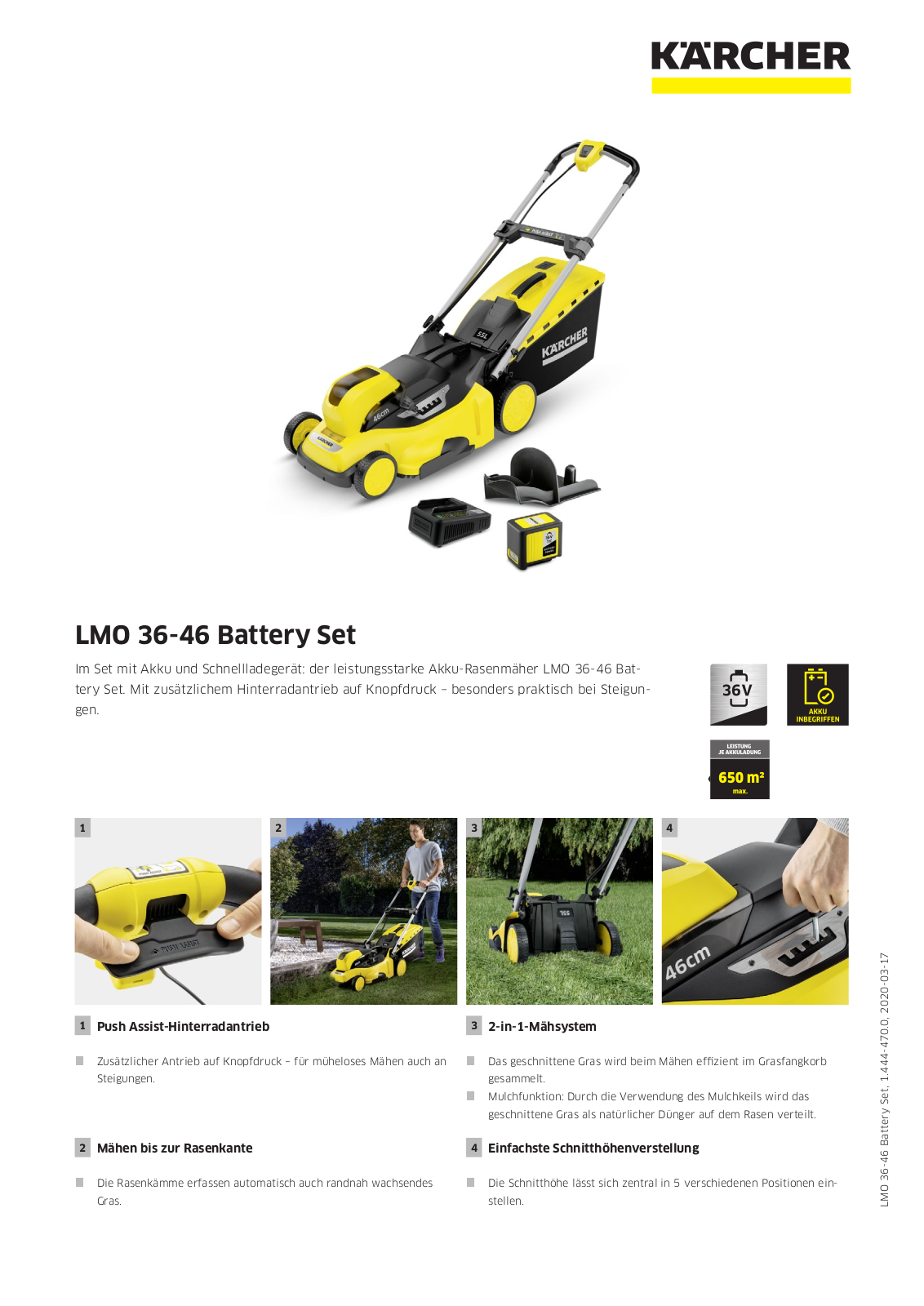 Kärcher LMO 36-46 Battery Technical data