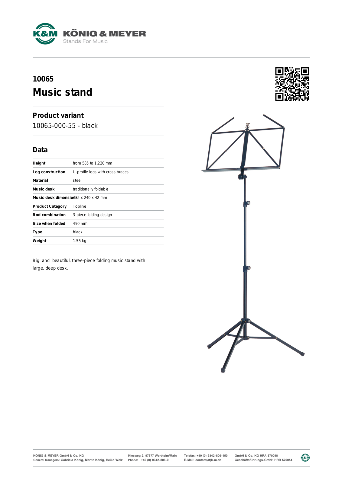 Konig & Meyer 10065 Specification